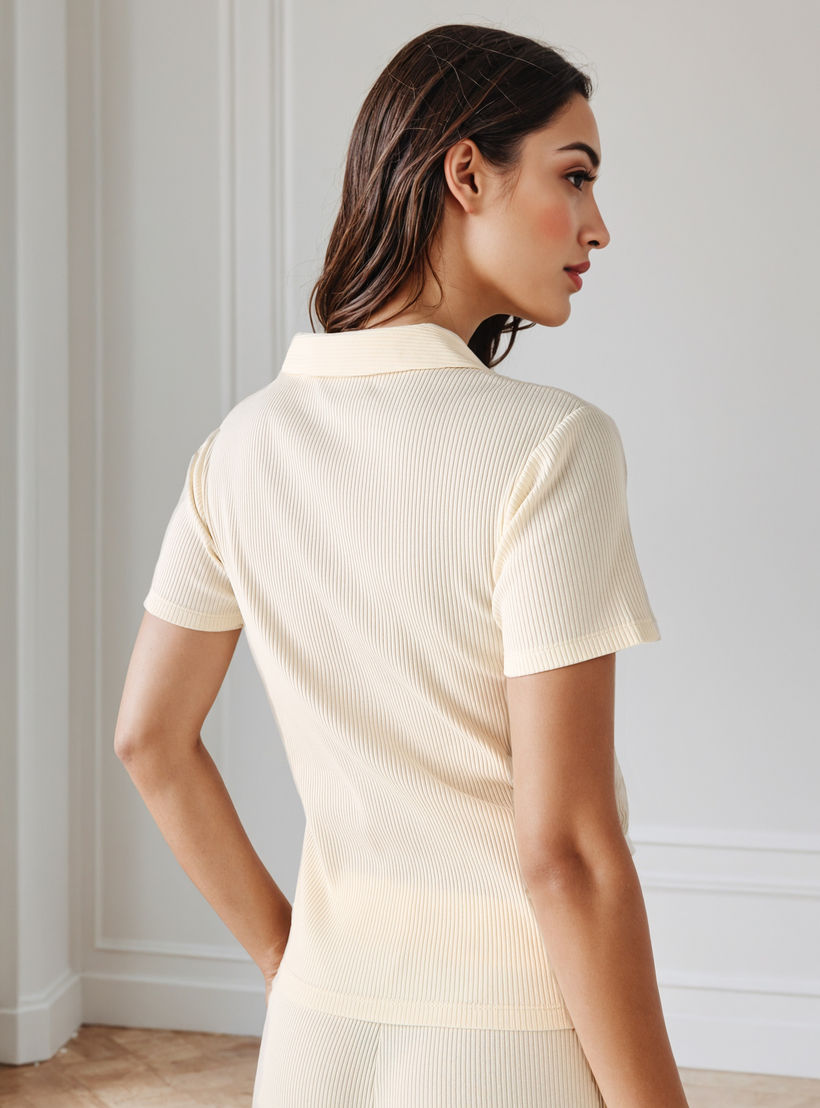 Ribbed Collared Polo T-shirt-women-clothing-tshirts-image-4