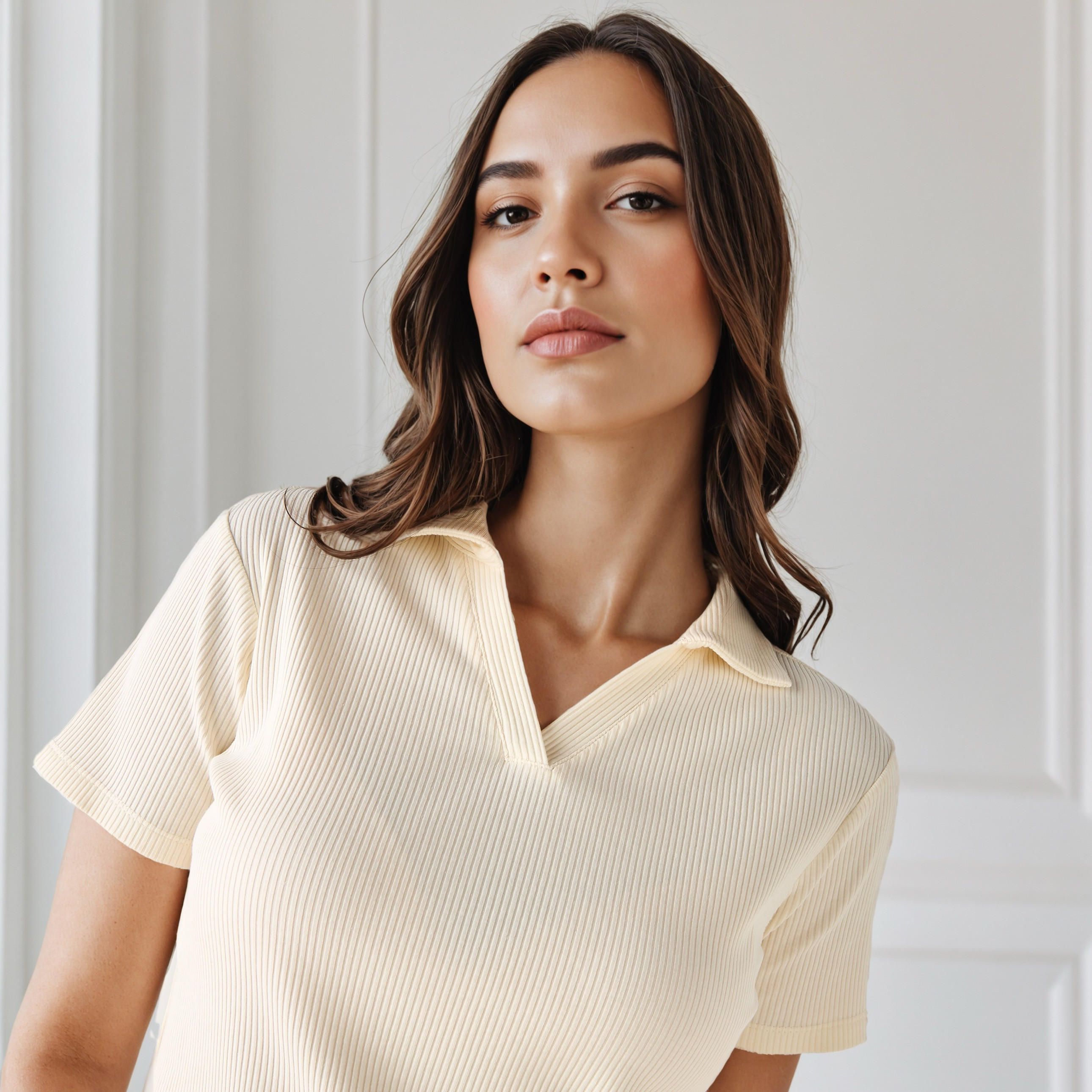 Ribbed Collared Polo T-shirt-women-clothing-tshirts-image-5