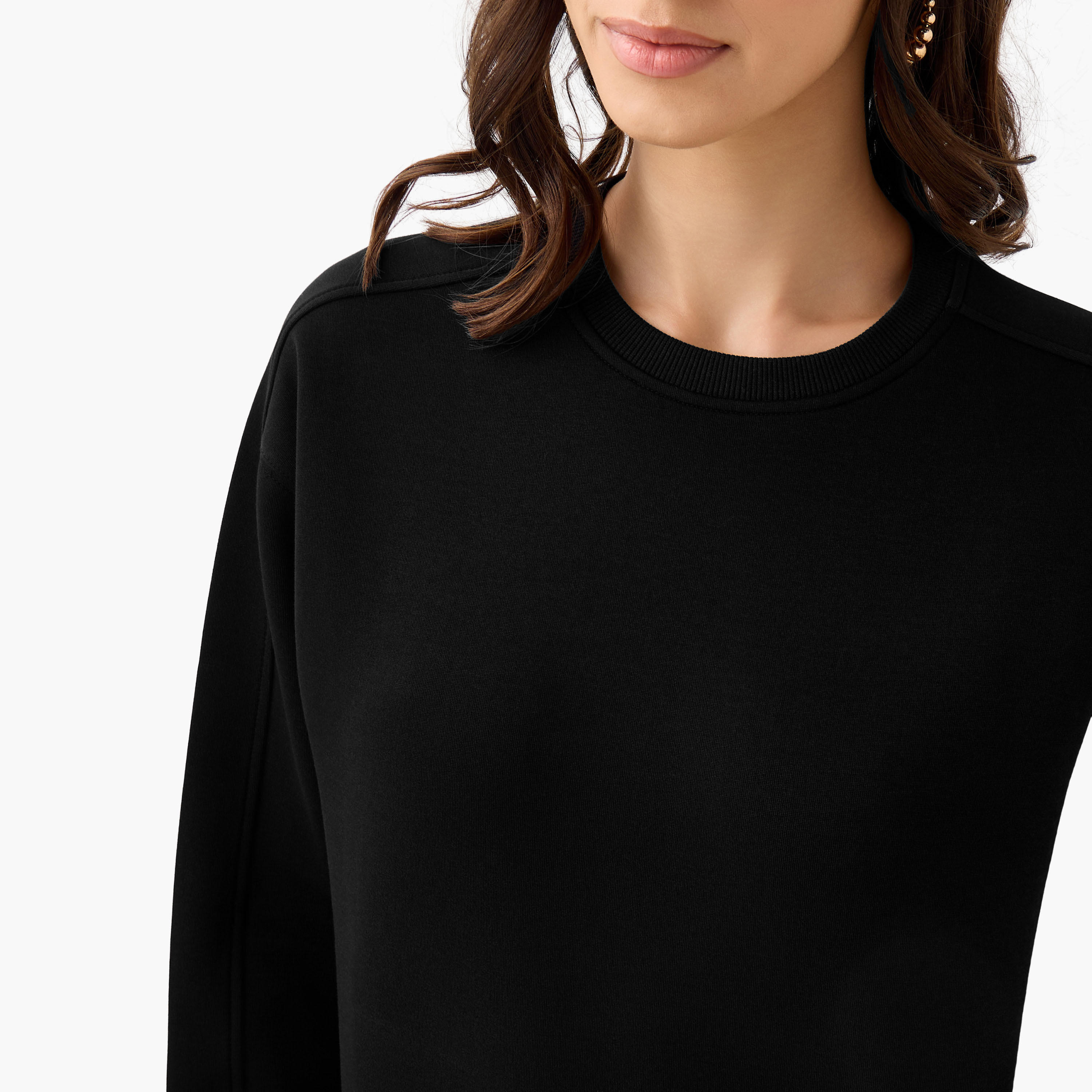 Relaxed Fit Sweatshirt with Cut and Sew-women-winterwear-hoodiesandsweatshirts-sweatshirts-image-4