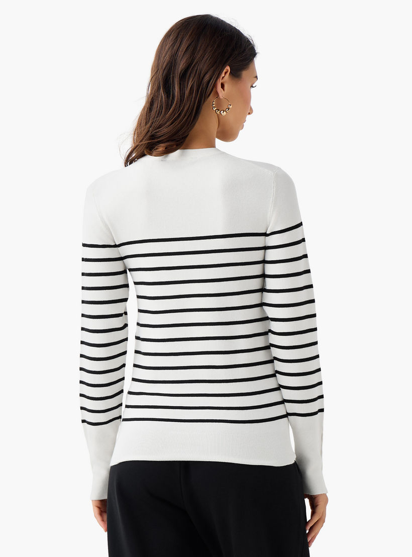 كنزة مخططة بياقة ضيقة وقصة عادية-women-clothing-cardigansandjumpers-jumpers-image-3