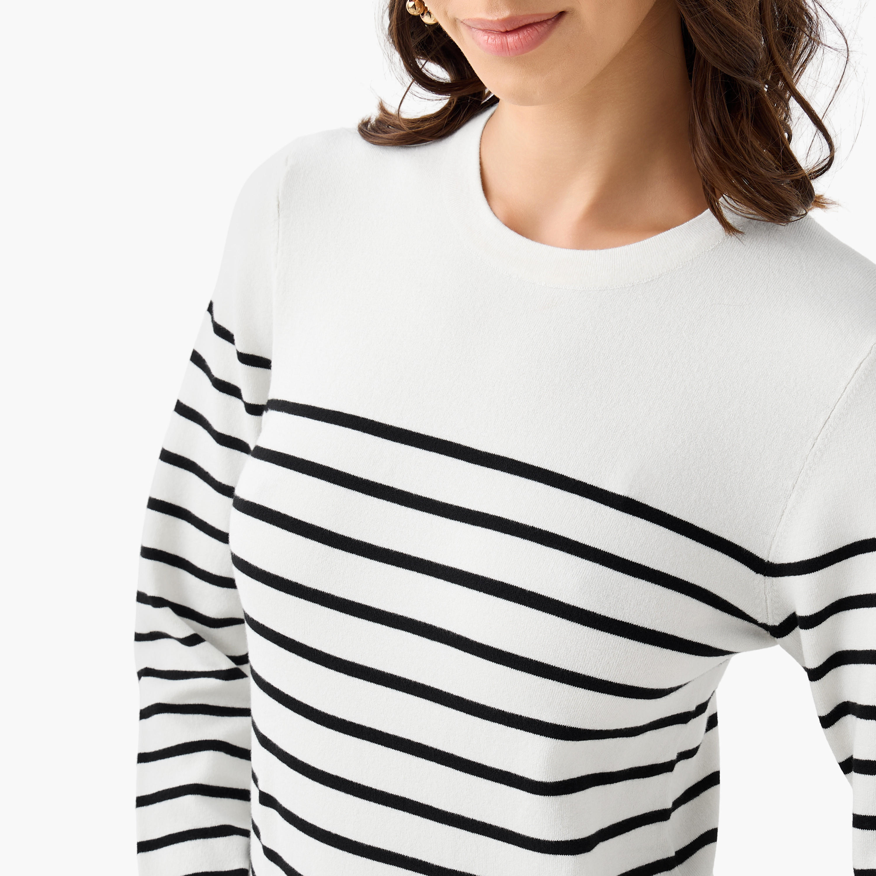 كنزة مخططة بياقة ضيقة وقصة عادية-women-clothing-cardigansandjumpers-jumpers-image-2