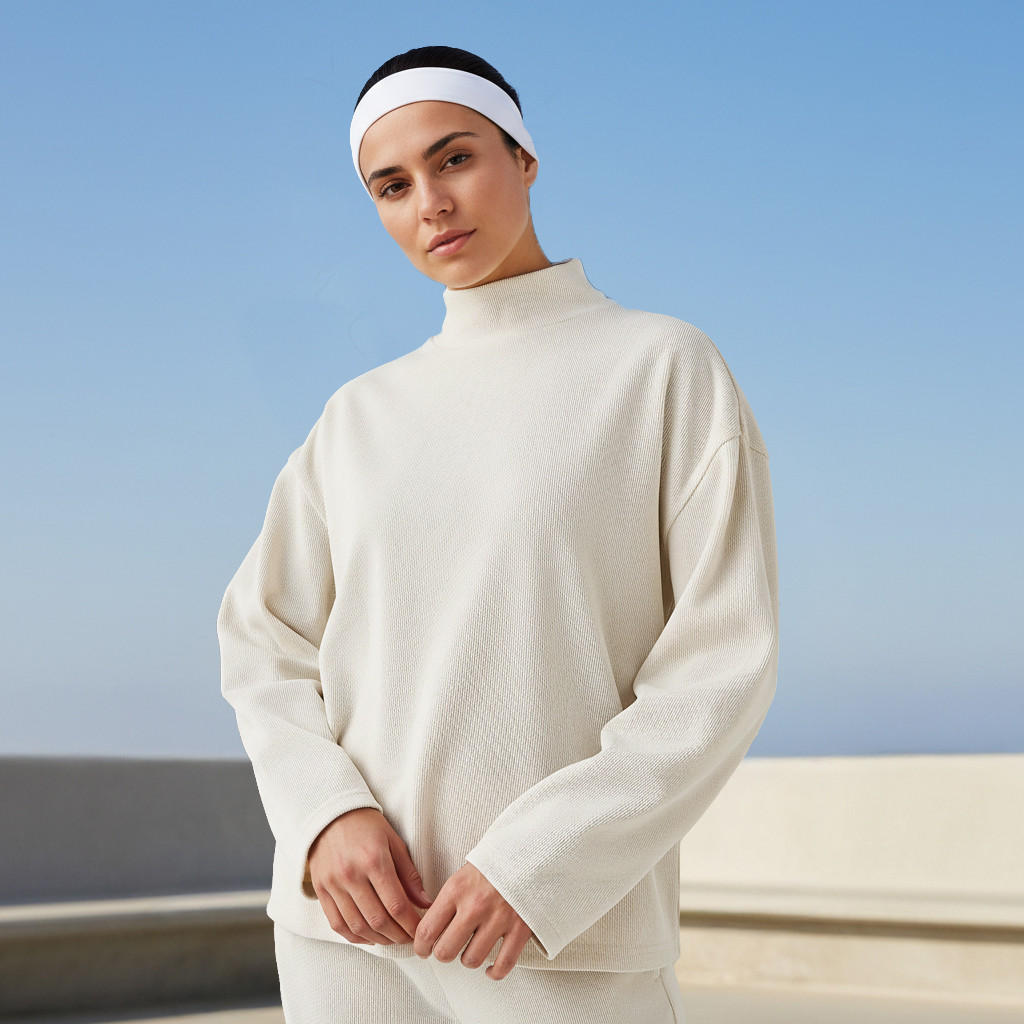 Regular Fit T-shirt with Turtleneck-women-clothing-coordsets-image-4
