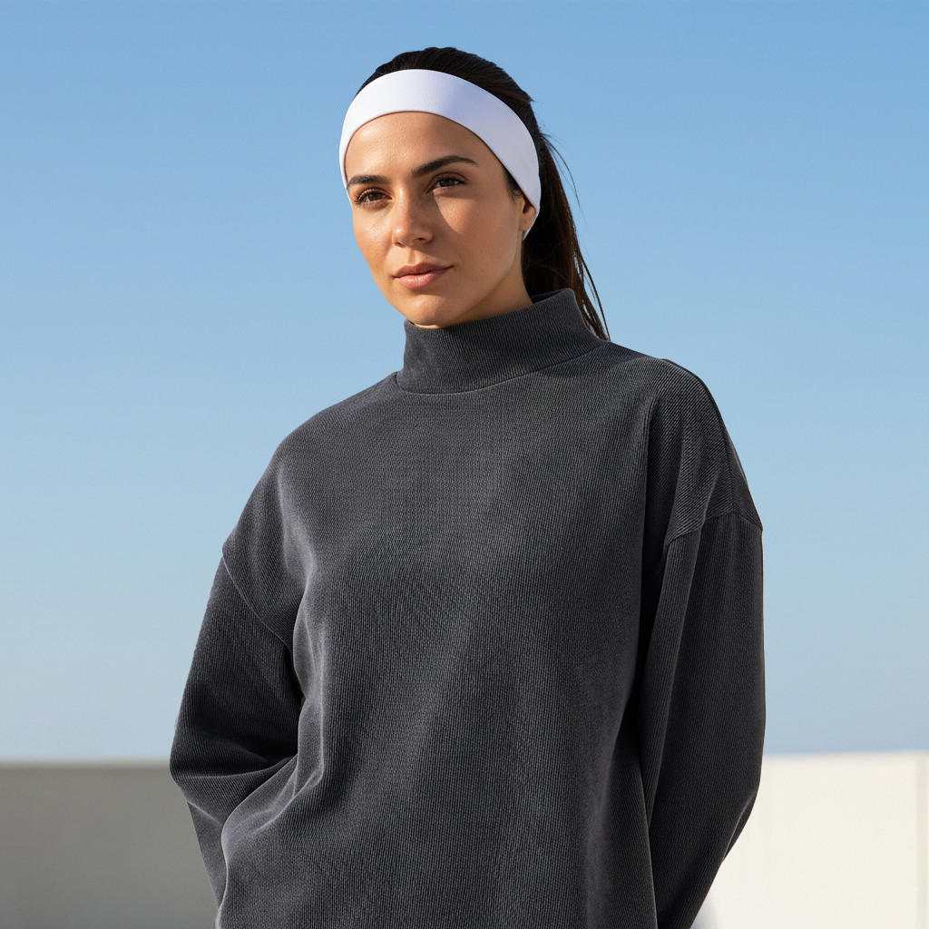 بلوزة بقصة عادية وياقة عالية-women-clothing-coordsets-image-5
