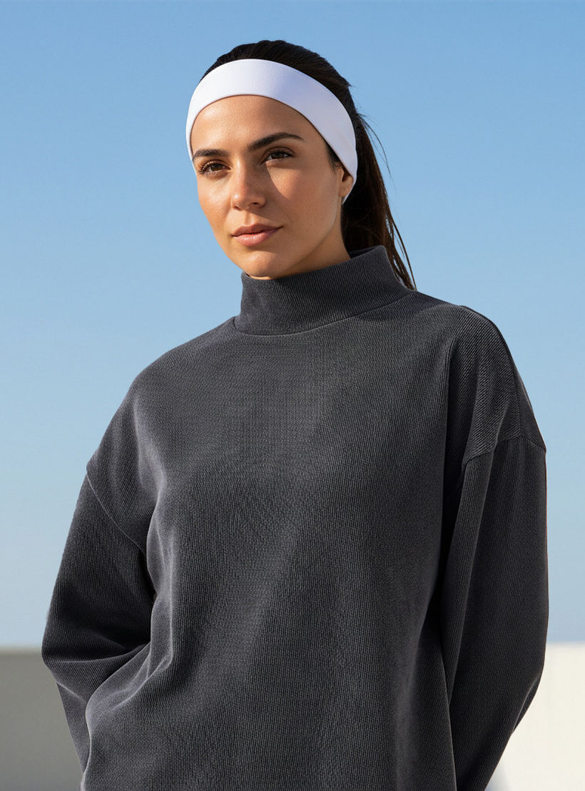 Regular Fit T-shirt with Turtleneck-women-clothing-coordsets-image-1