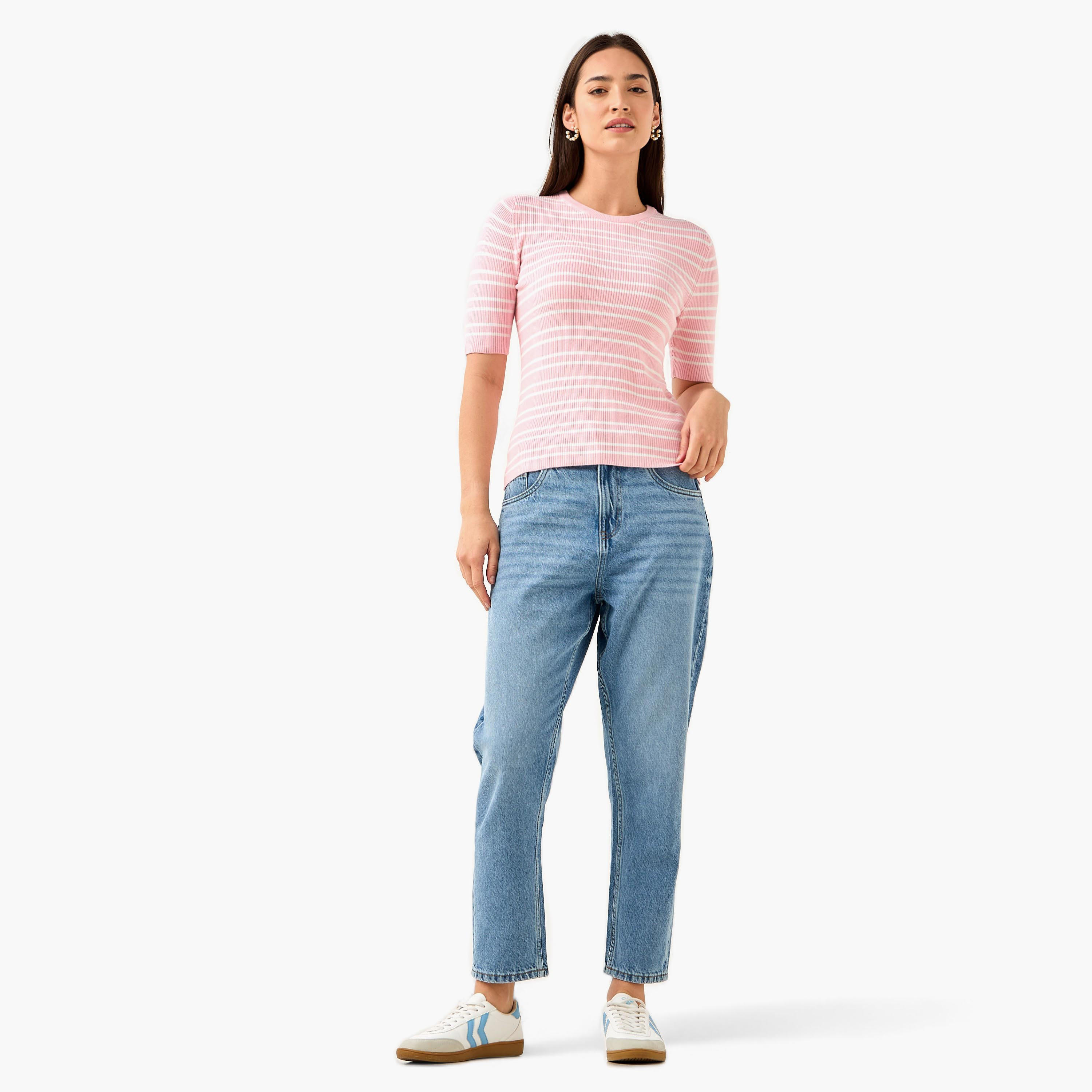 كنزة مخططة بياقة ضيقة-women-clothing-cardigansandjumpers-jumpers-image-4