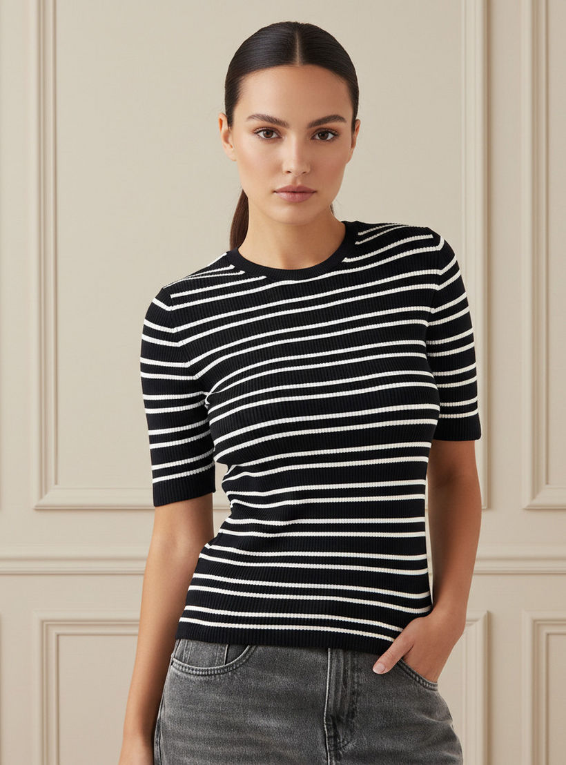 كنزة مخططة بياقة ضيقة-women-clothing-cardigansandjumpers-jumpers-image-1