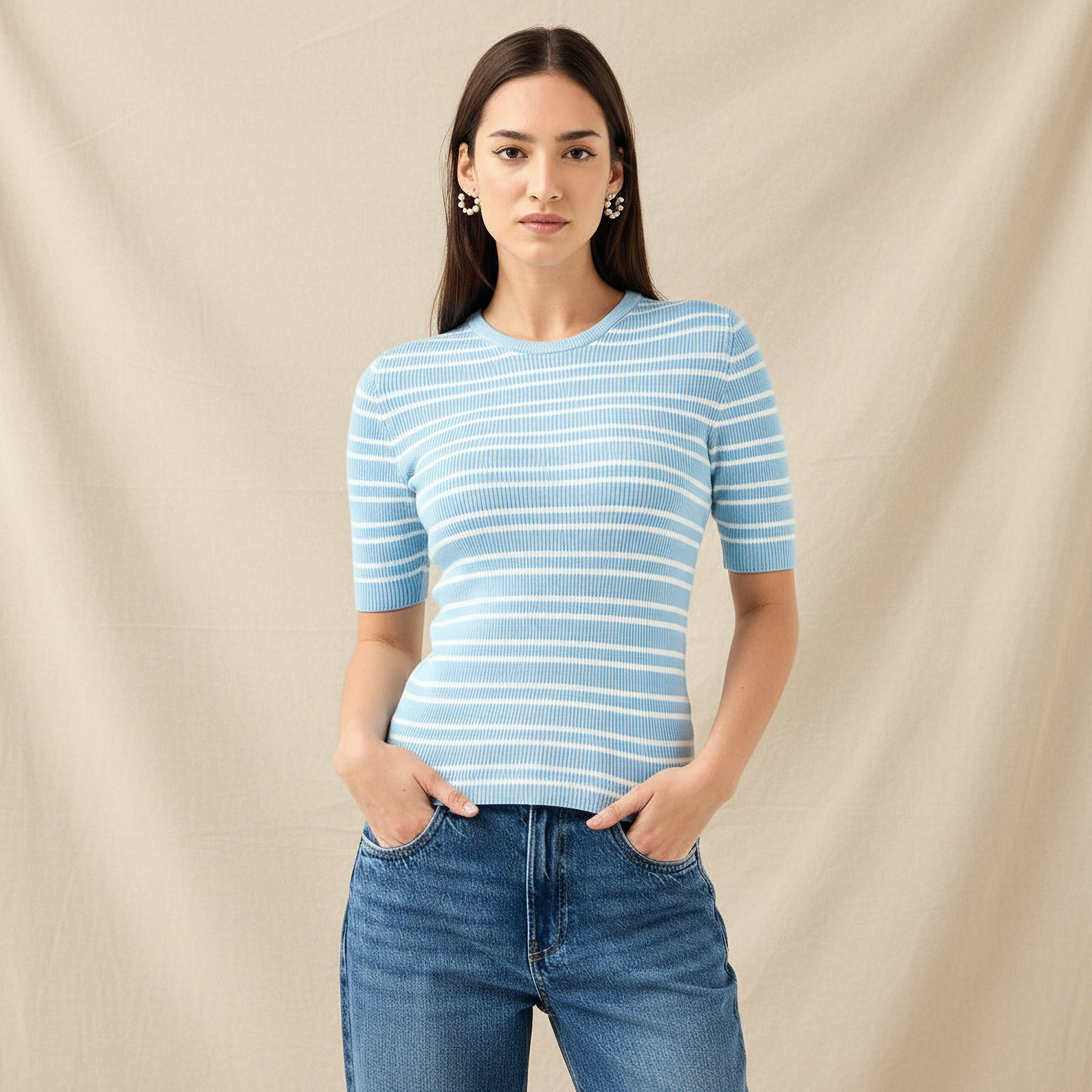 كنزة مخططة بياقة ضيقة-women-clothing-cardigansandjumpers-jumpers-image-5