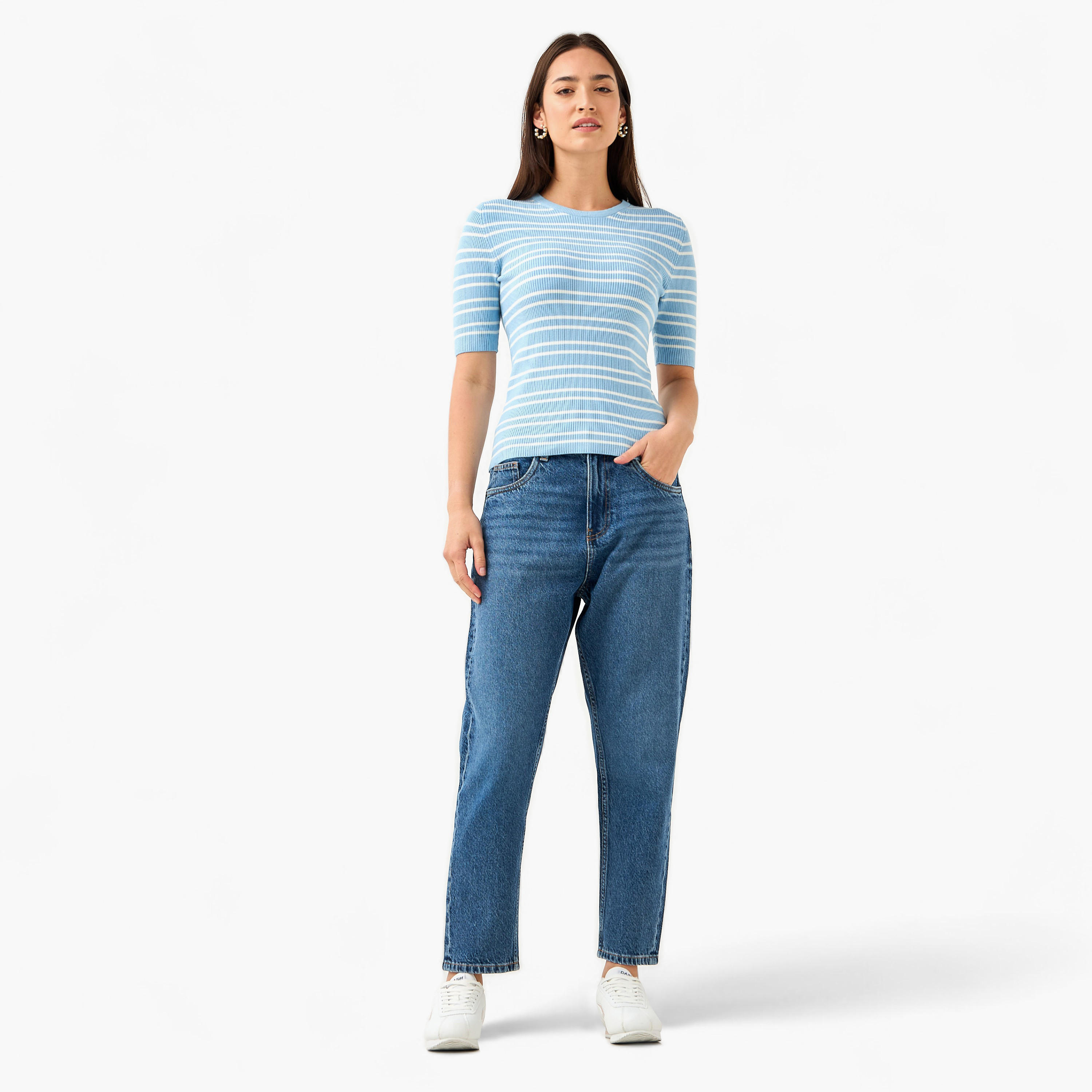 كنزة مخططة بياقة ضيقة-women-clothing-cardigansandjumpers-jumpers-image-4
