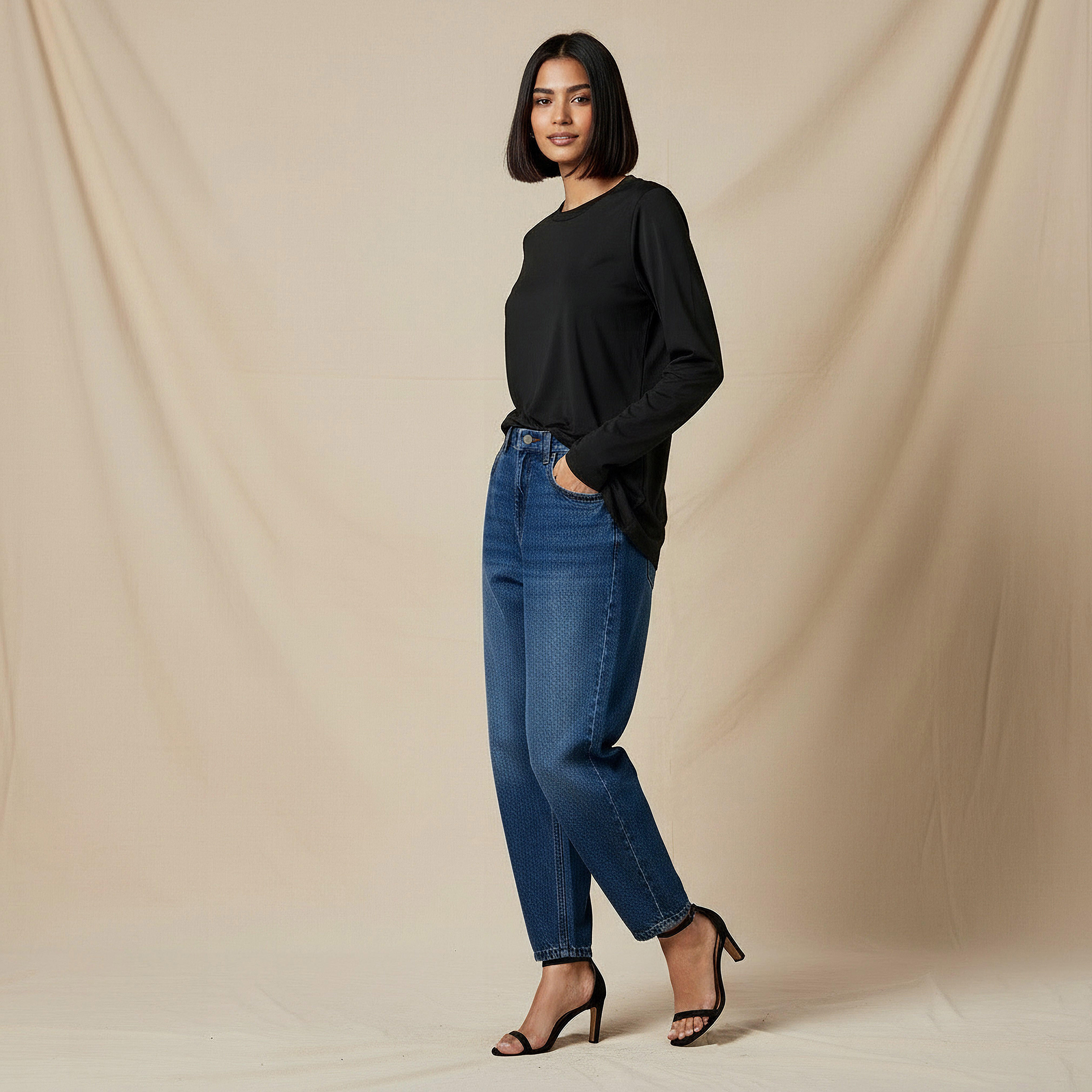 Regular Fit Longline T-shirt with Slit Detail-women-clothing-tshirts-image-2