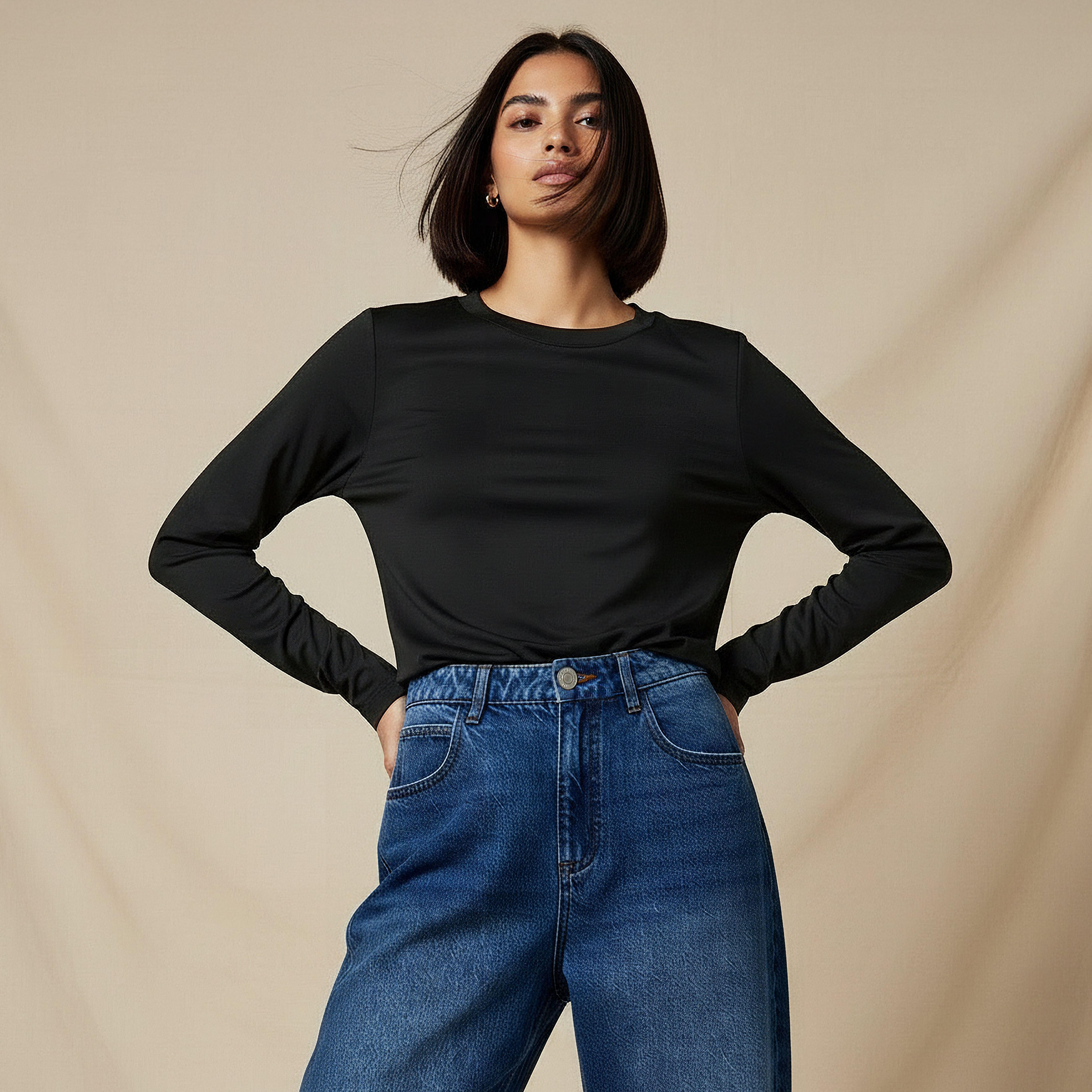 Regular Fit Longline T-shirt with Slit Detail-women-clothing-tshirts-image-6