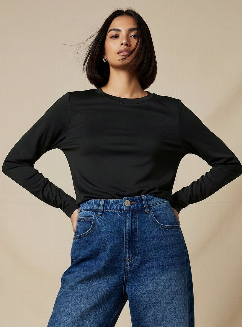 Regular Fit Longline T-shirt with Slit Detail-women-clothing-tshirts-image-6