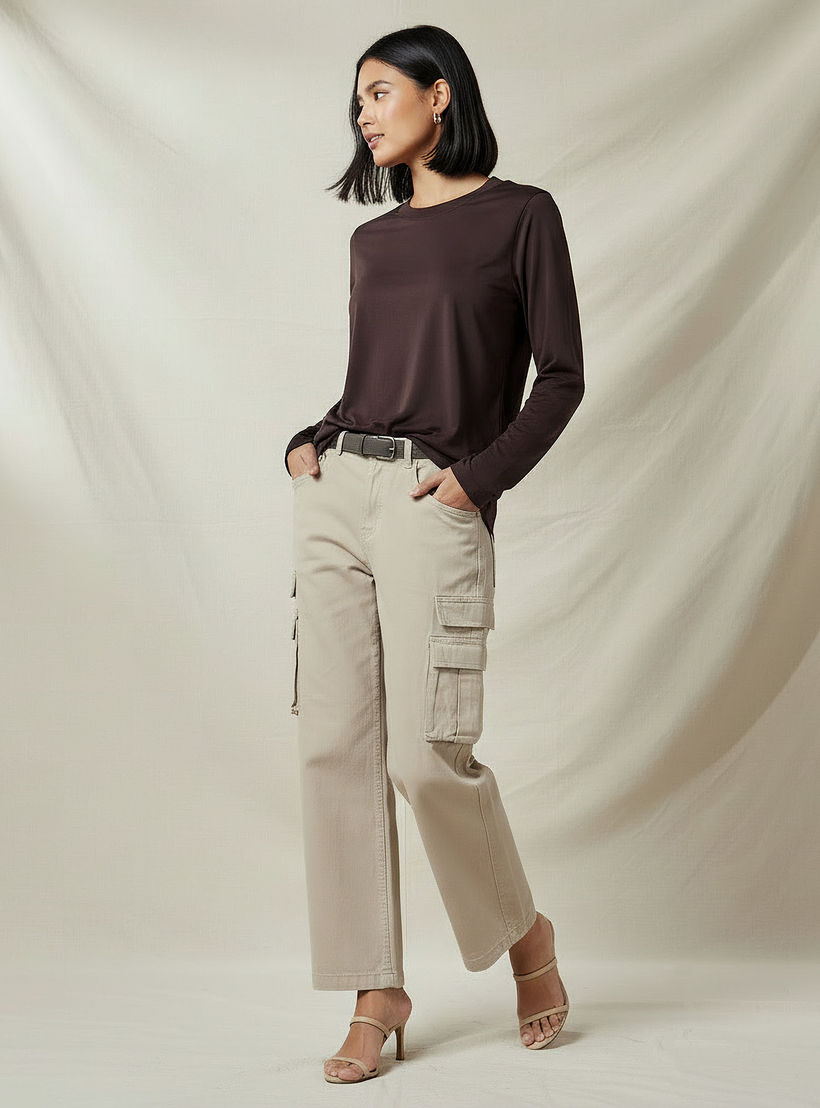 Regular Fit Longline T-shirt with Slit Detail-women-clothing-tshirts-image-2