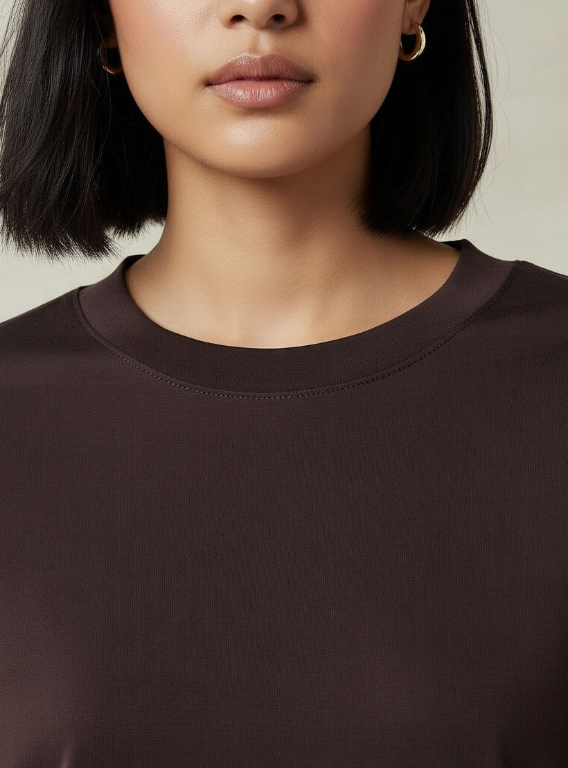 Regular Fit Longline T-shirt with Slit Detail-women-clothing-tshirts-image-3
