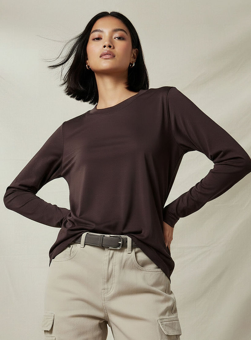 Regular Fit Longline T-shirt with Slit Detail-women-clothing-tshirts-image-6