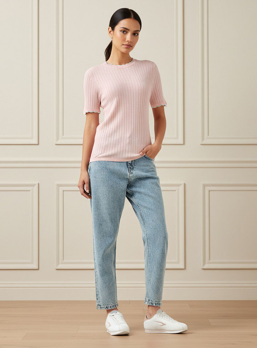 كنزة مضلعة بياقة صدفية-women-clothing-cardigansandjumpers-jumpers-image-2