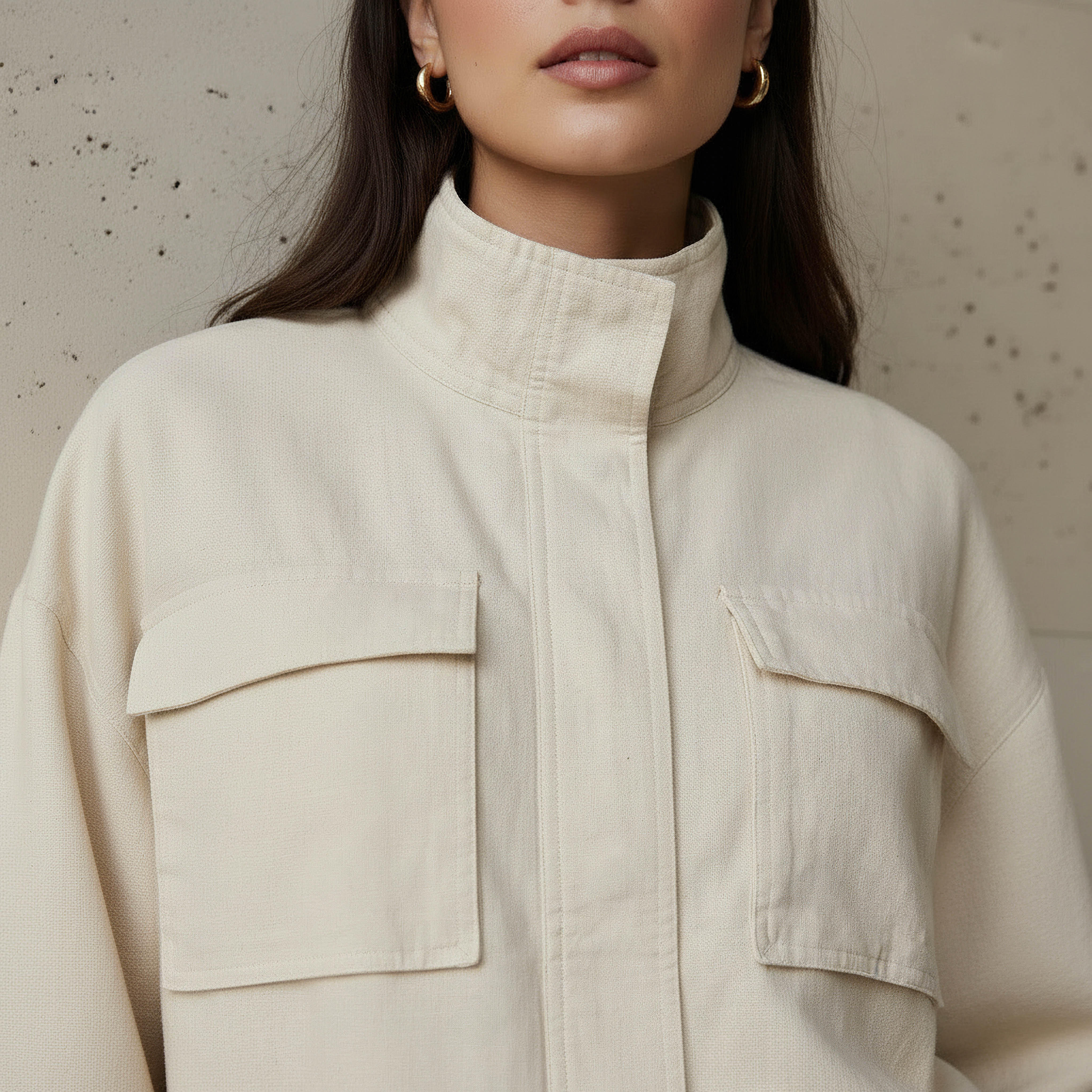 جاكيت بومبر متعدد الاستخدامات من مزيج الكتان بياقة عالية-women-winterwear-coatsandjackets-jackets-image-4