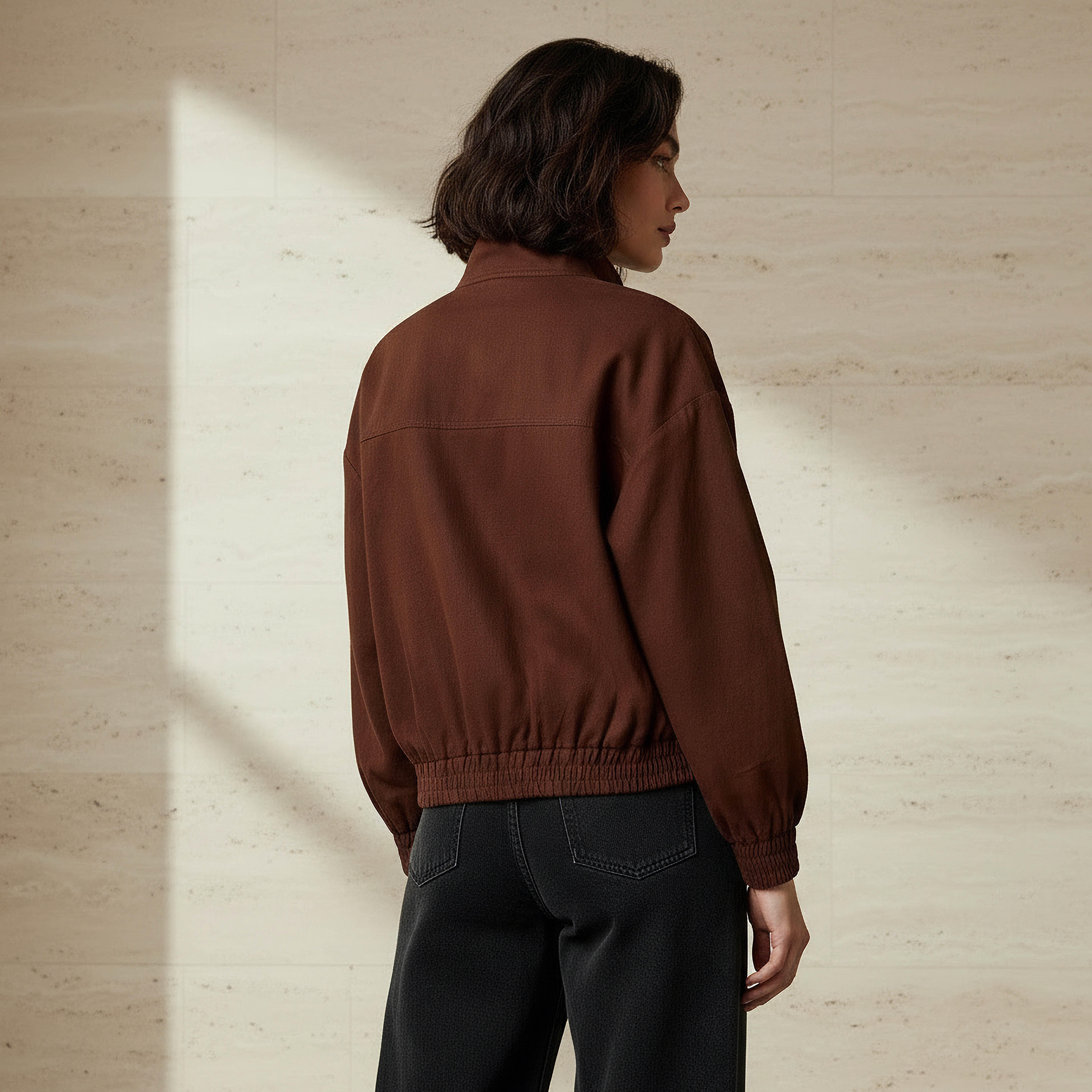 Linen Blend Utility Bomber Jacket with High Neck-women-winterwear-coatsandjackets-jackets-image-3