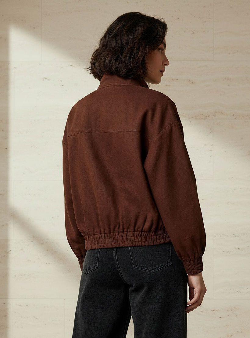 Linen Blend Utility Bomber Jacket with High Neck-women-winterwear-coatsandjackets-jackets-image-3