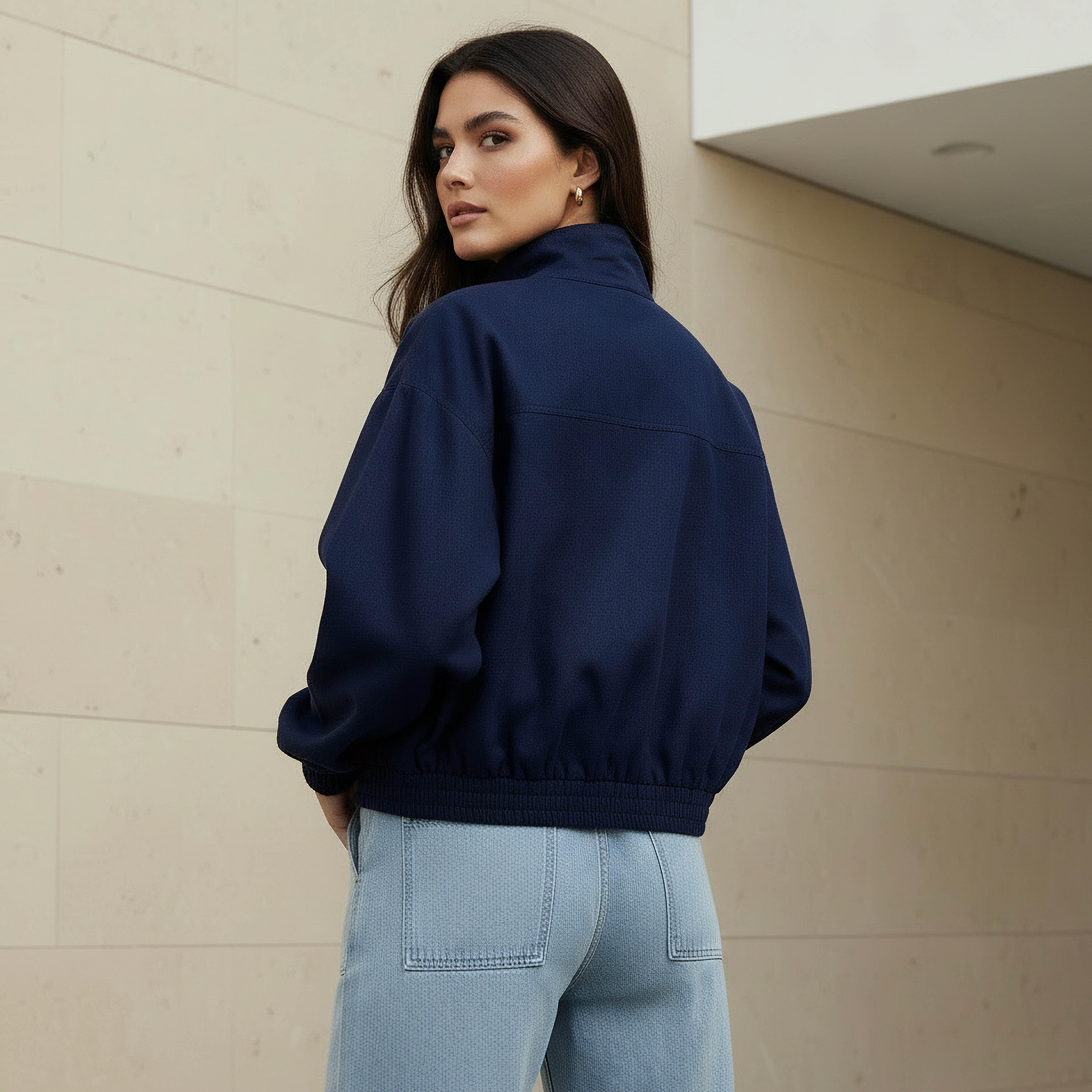 جاكيت بومبر متعدد الاستخدامات من مزيج الكتان بياقة عالية-women-winterwear-coatsandjackets-jackets-image-2