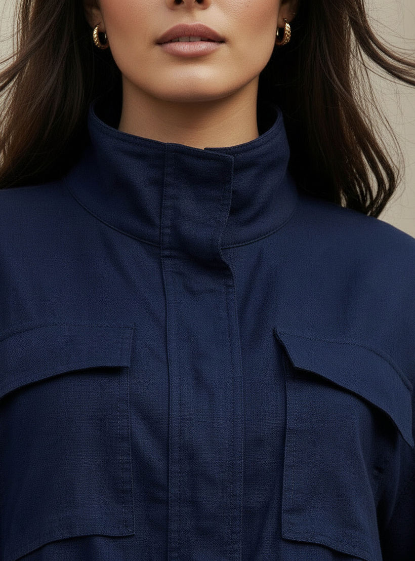 Linen Blend Utility Bomber Jacket with High Neck-women-winterwear-coatsandjackets-jackets-image-4