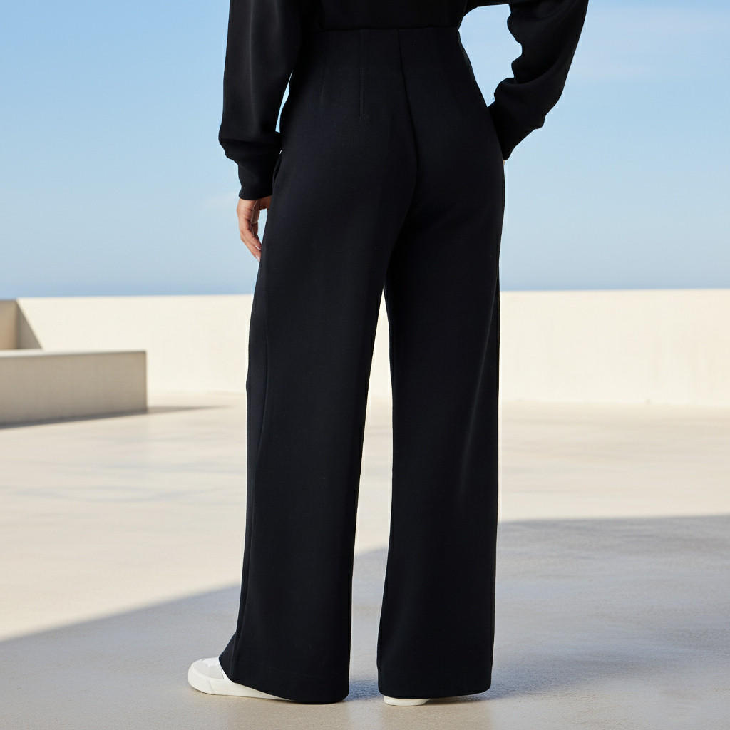 Regular Fit Flexi Waist Soft Touch Wide Leg Pants with Pintuck Detail-women-clothing-bottoms-joggers-image-3