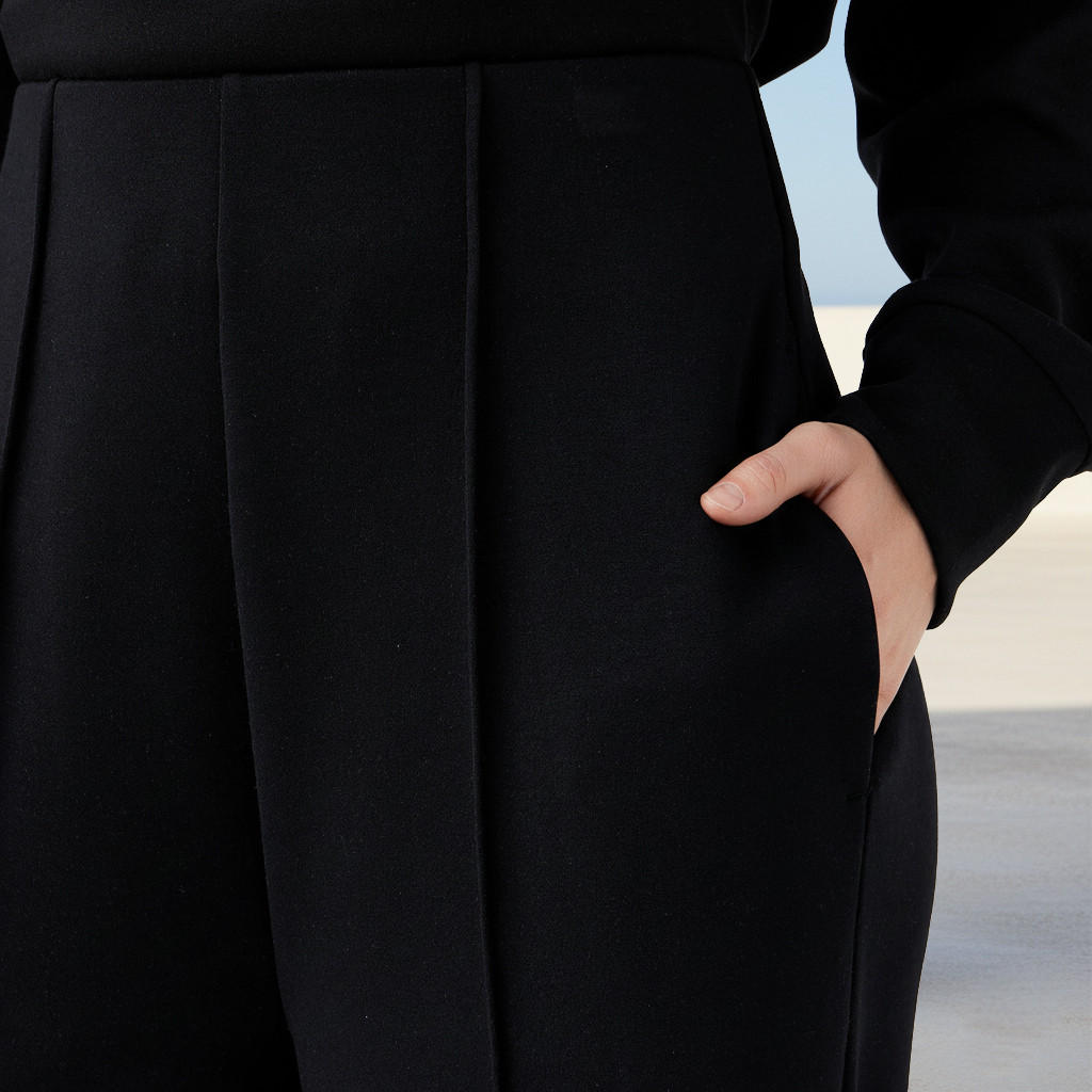 Regular Fit Flexi Waist Soft Touch Wide Leg Pants with Pintuck Detail-women-clothing-bottoms-joggers-image-4
