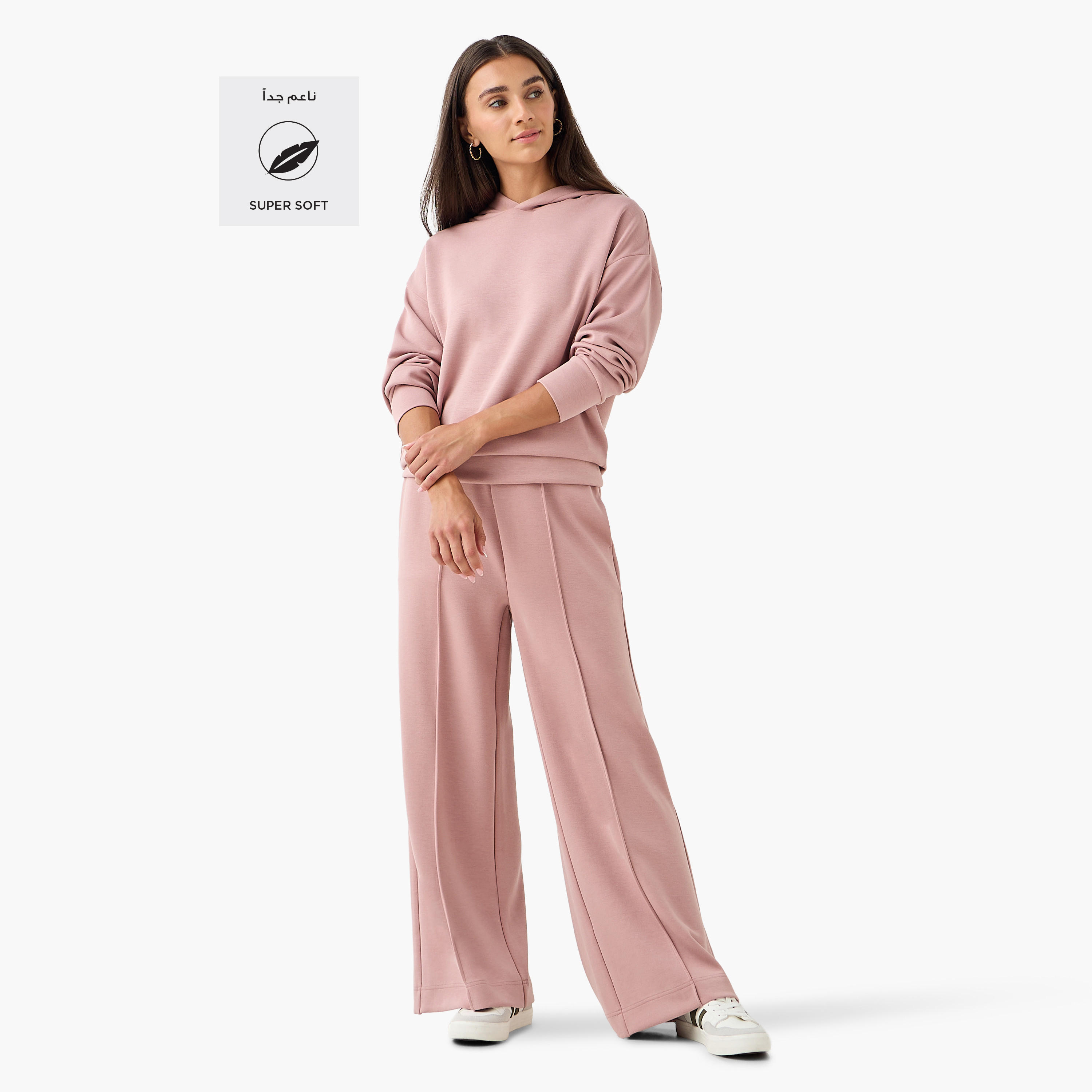 Regular Fit Flexi Waist Soft Touch Wide Leg Pants with Pintuck Detail-women-clothing-bottoms-joggers-image-2