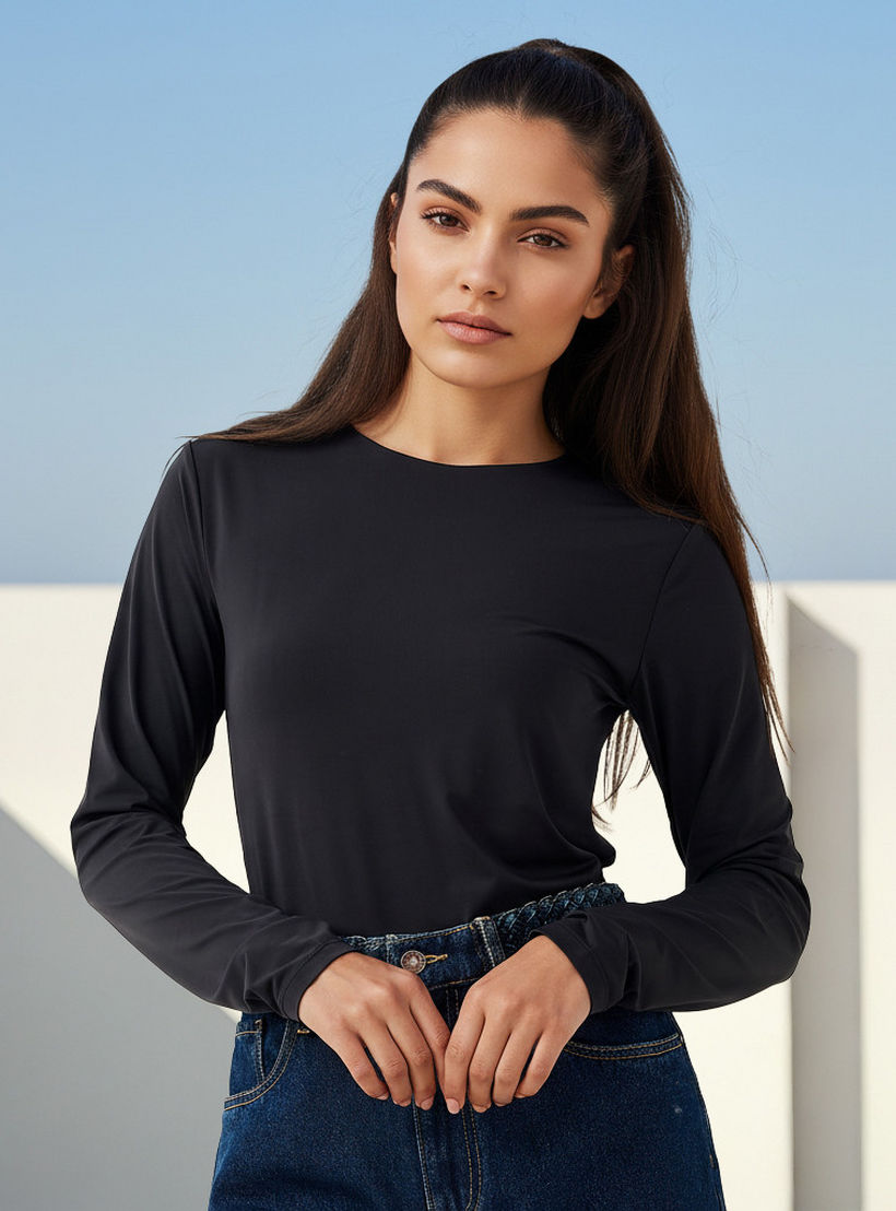 Regular Fit T-shirt with Long Sleeves-women-clothing-tshirts-image-1