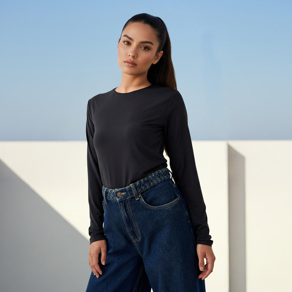 Regular Fit T-shirt with Long Sleeves-women-clothing-tshirts-image-4