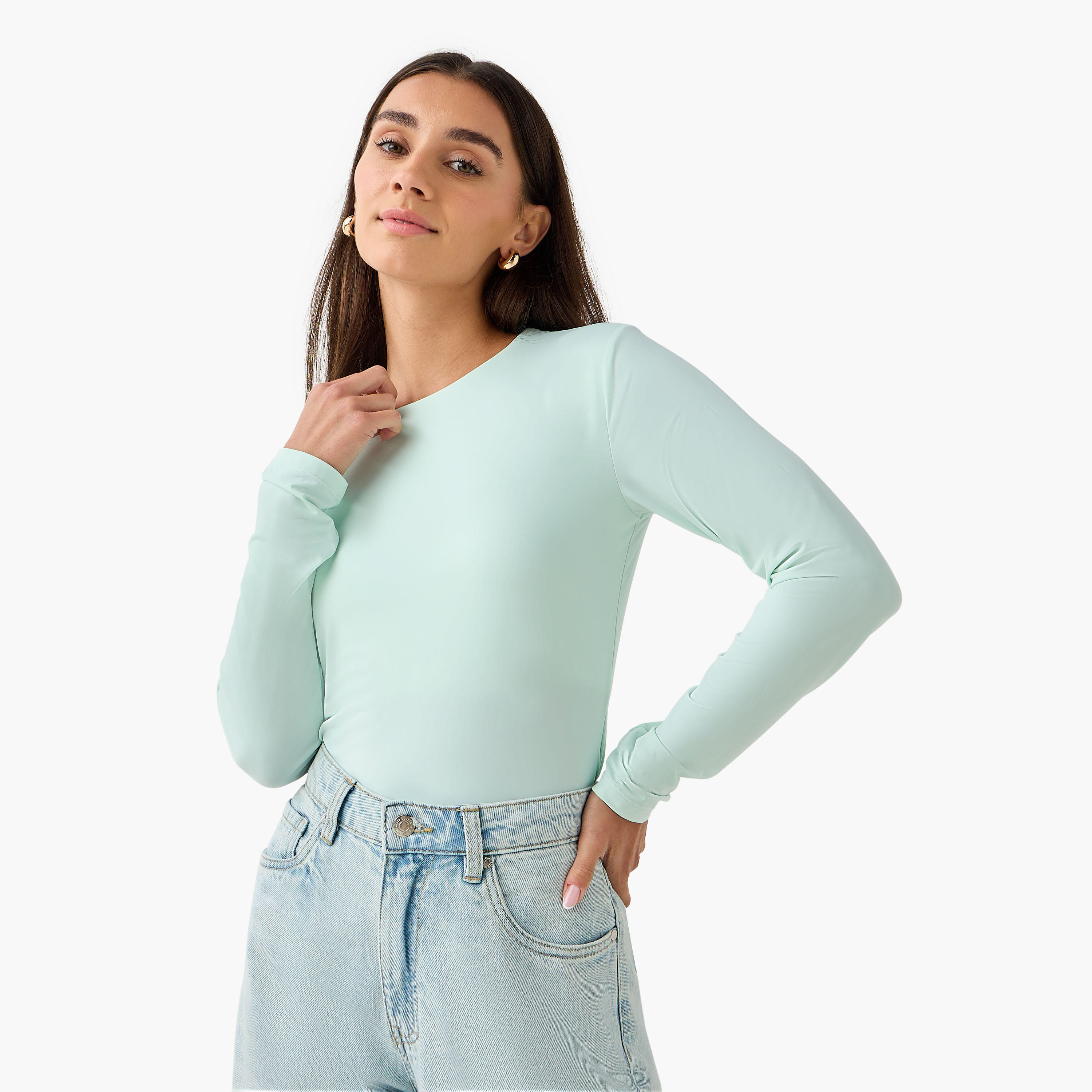 تيشيرت بأكمام طويلة بقصّة عادية-women-clothing-tshirts-image-5