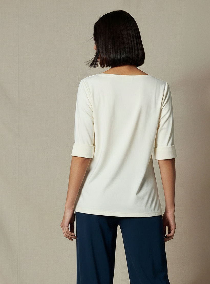 تيشيرت بقصة عادية وياقة قارب-women-clothing-tshirts-image-4