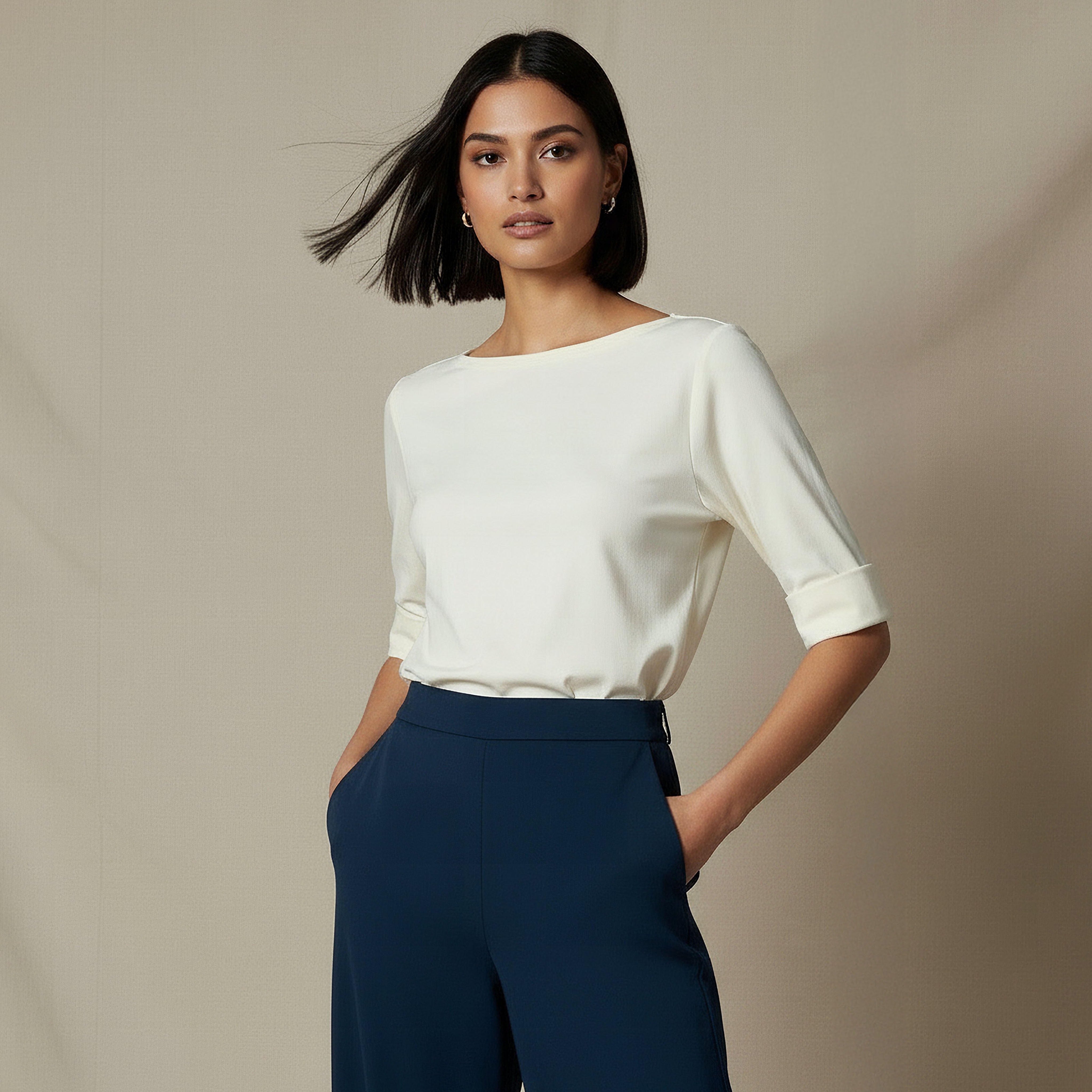 Regular Fit T-shirt with Boat Neck-women-clothing-tshirts-image-6
