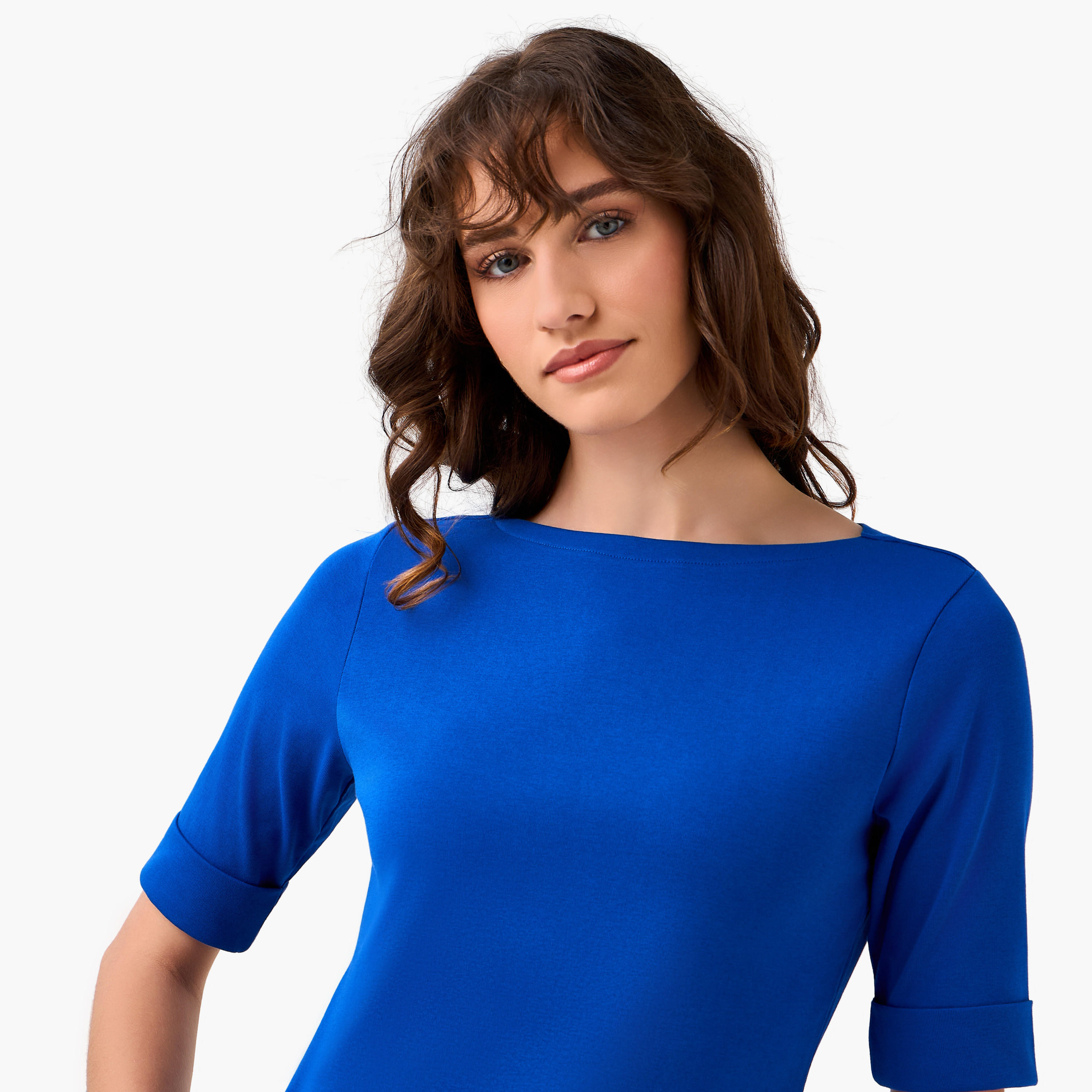 Regular Fit T-shirt with Boat Neck-women-clothing-tshirts-image-6