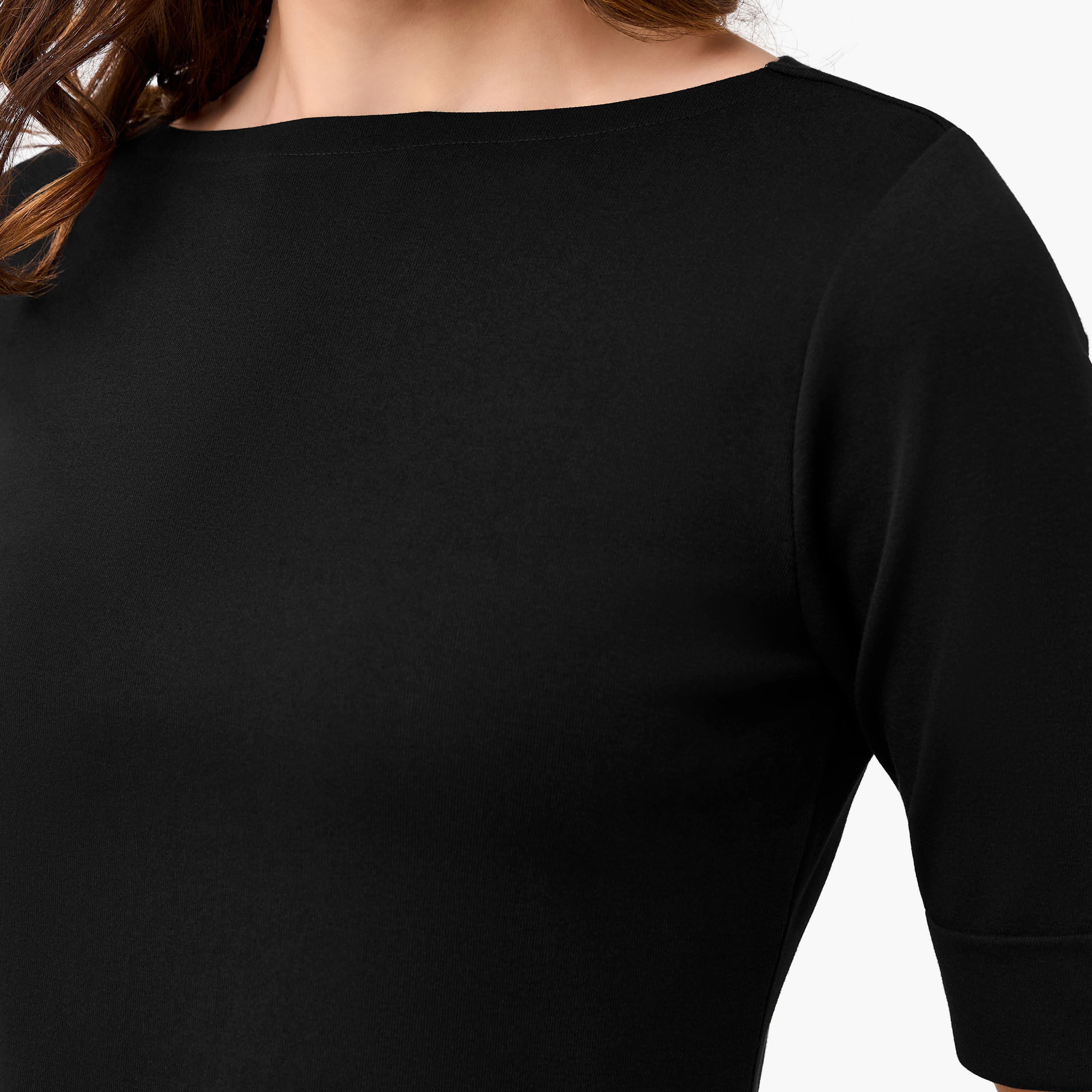 تيشيرت بقصة عادية وياقة قارب-women-clothing-tshirts-image-3