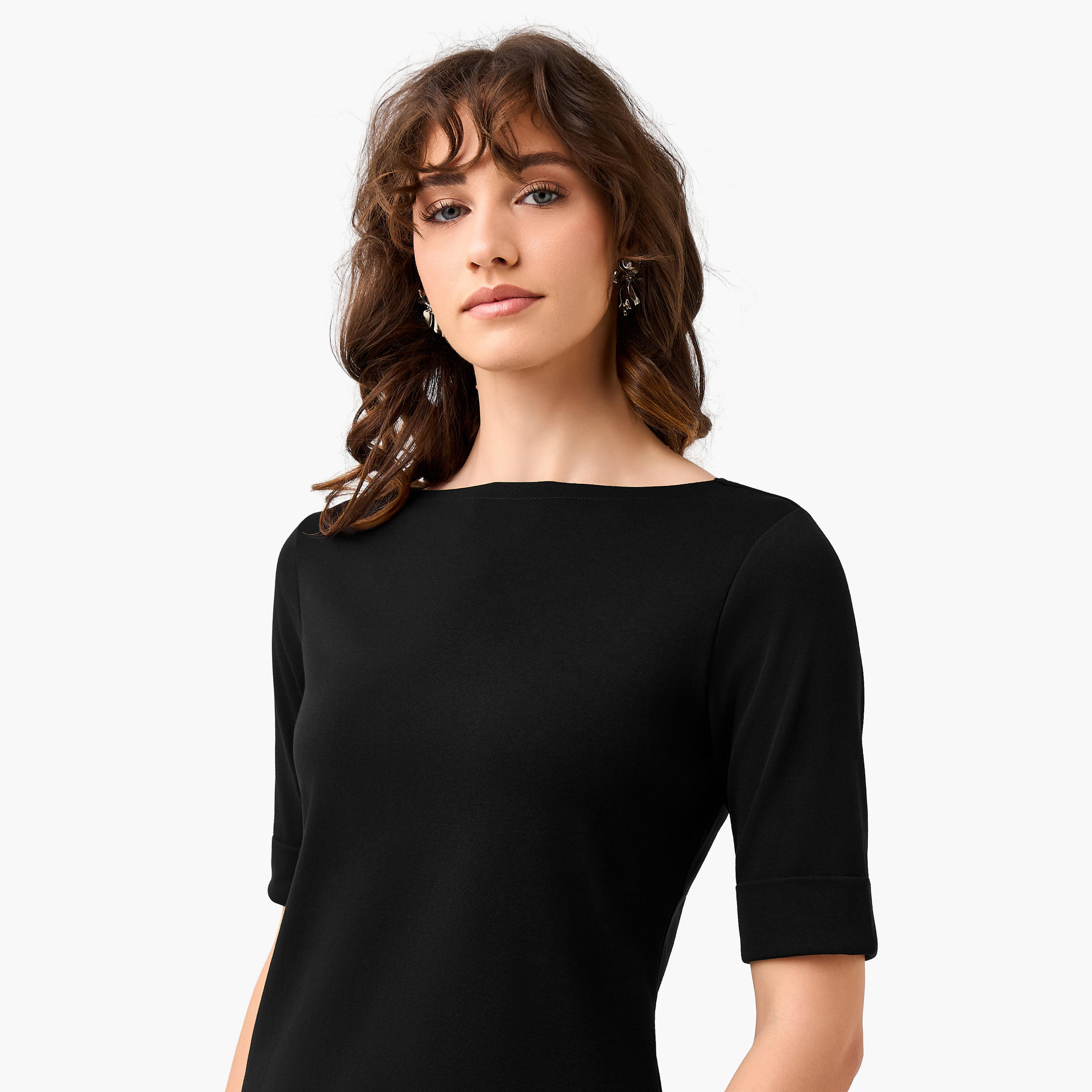 تيشيرت بقصة عادية وياقة قارب-women-clothing-tshirts-image-2