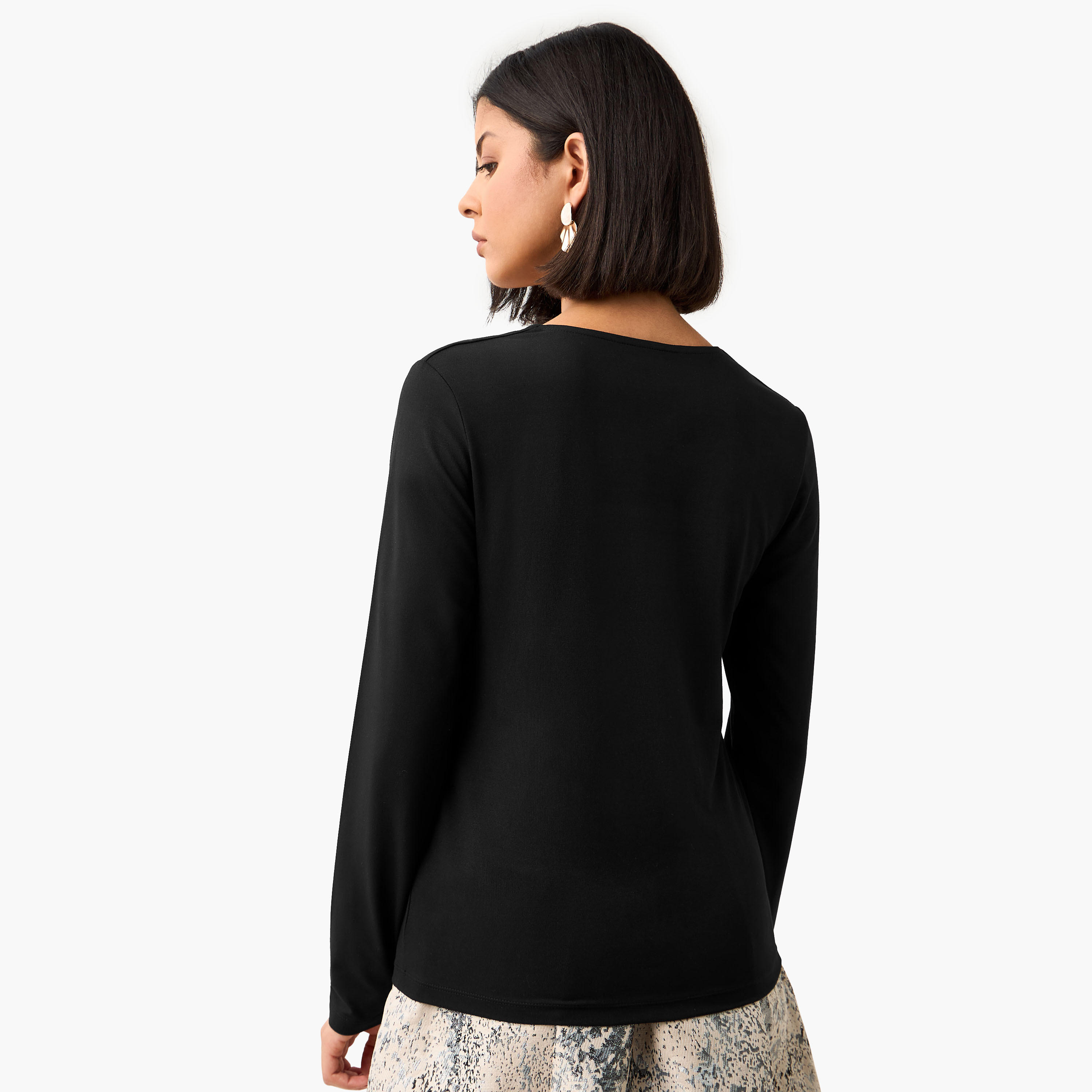Regular Fit T-shirt with Square Neck-women-clothing-tshirts-image-3
