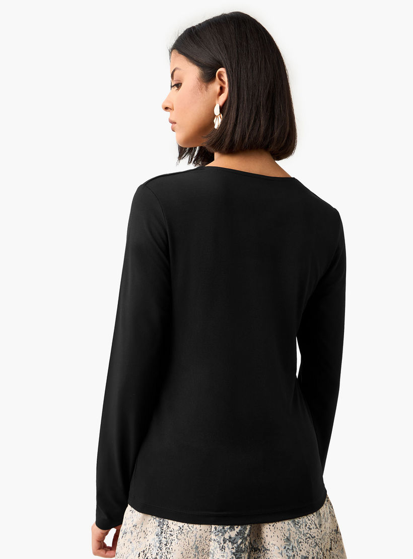 Regular Fit T-shirt with Square Neck-women-clothing-tshirts-image-3