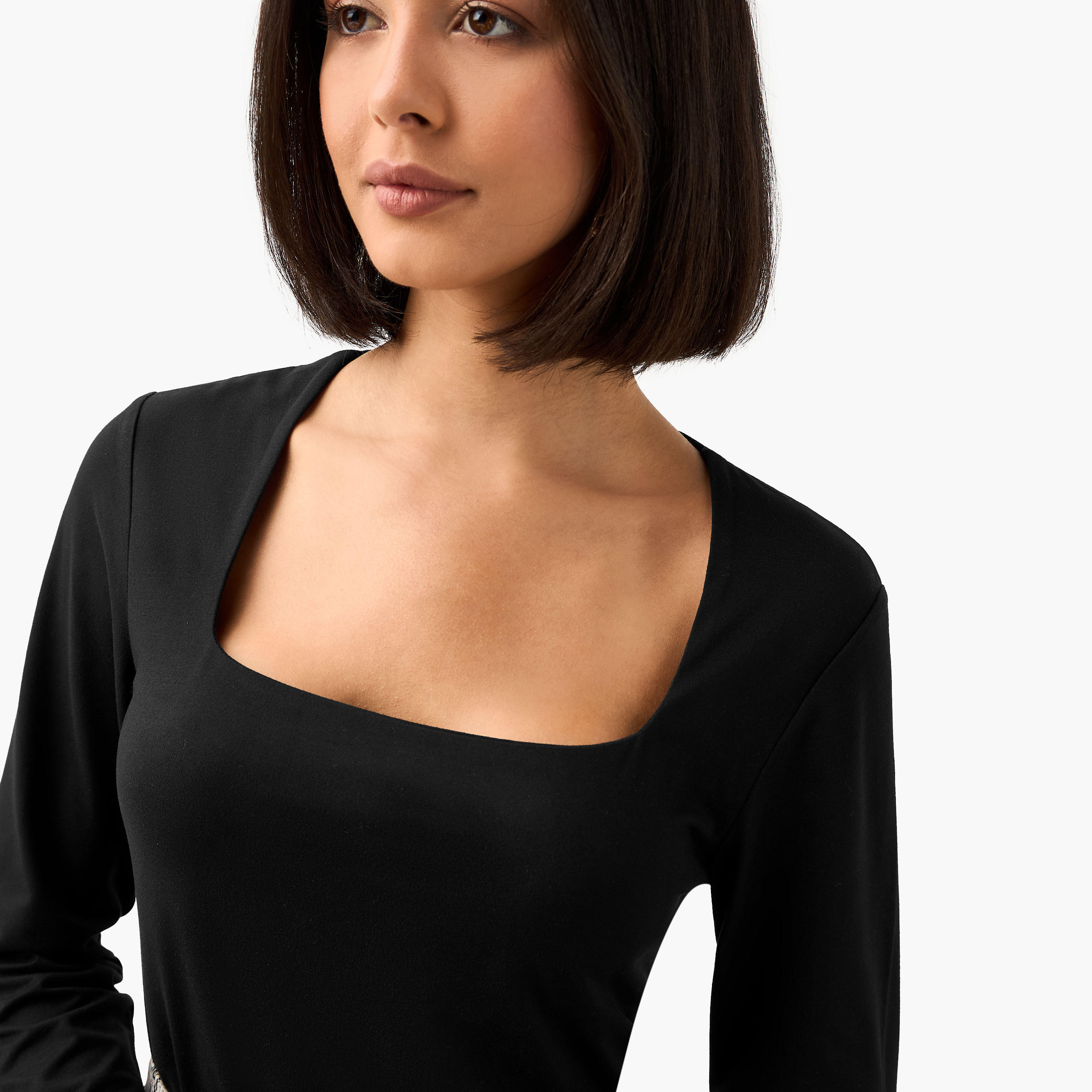 Regular Fit T-shirt with Square Neck-women-clothing-tshirts-image-4