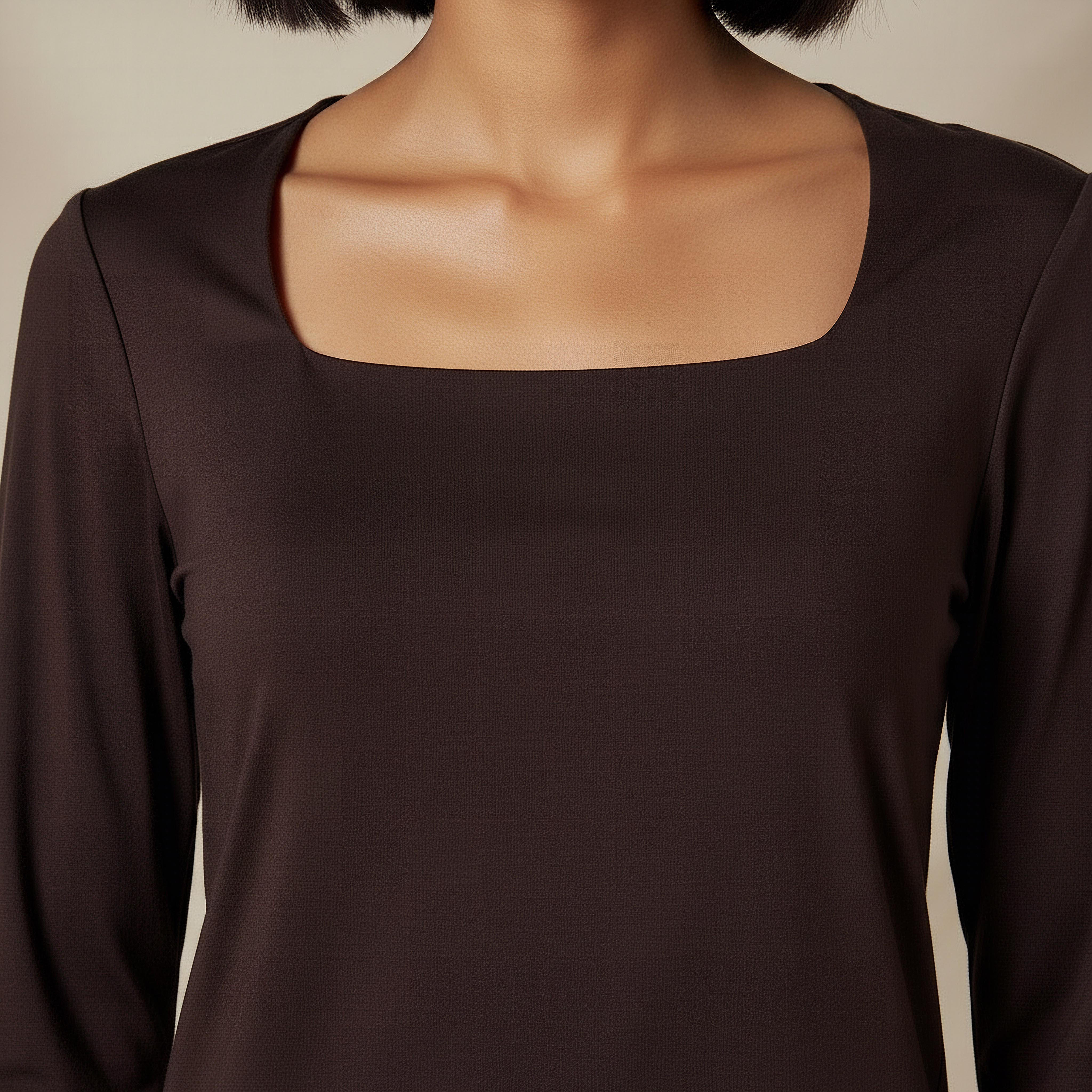 Regular Fit T-shirt with Square Neck-women-clothing-tshirts-image-3