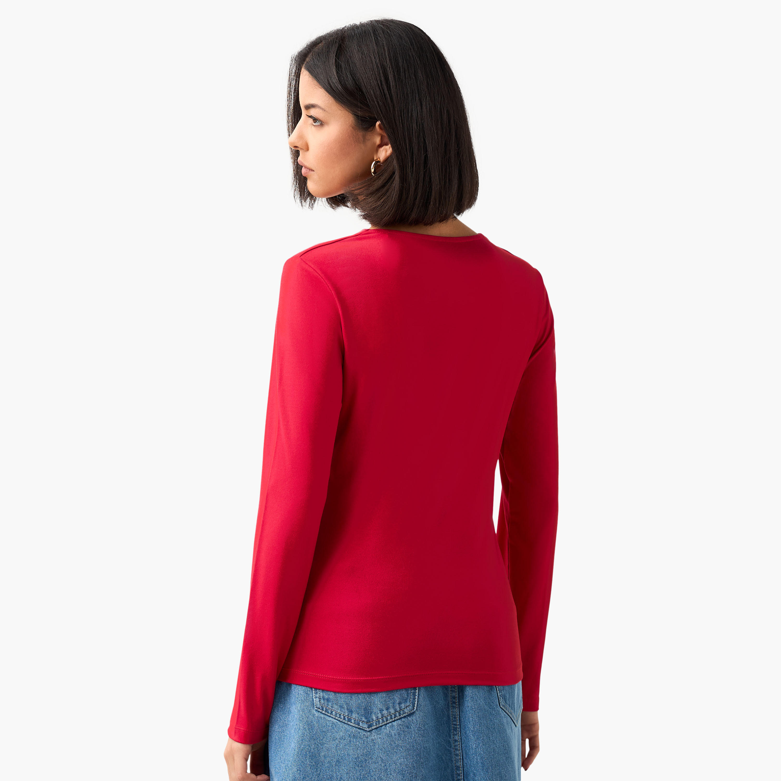 Regular Fit T-shirt with Square Neck-women-clothing-tshirts-image-3