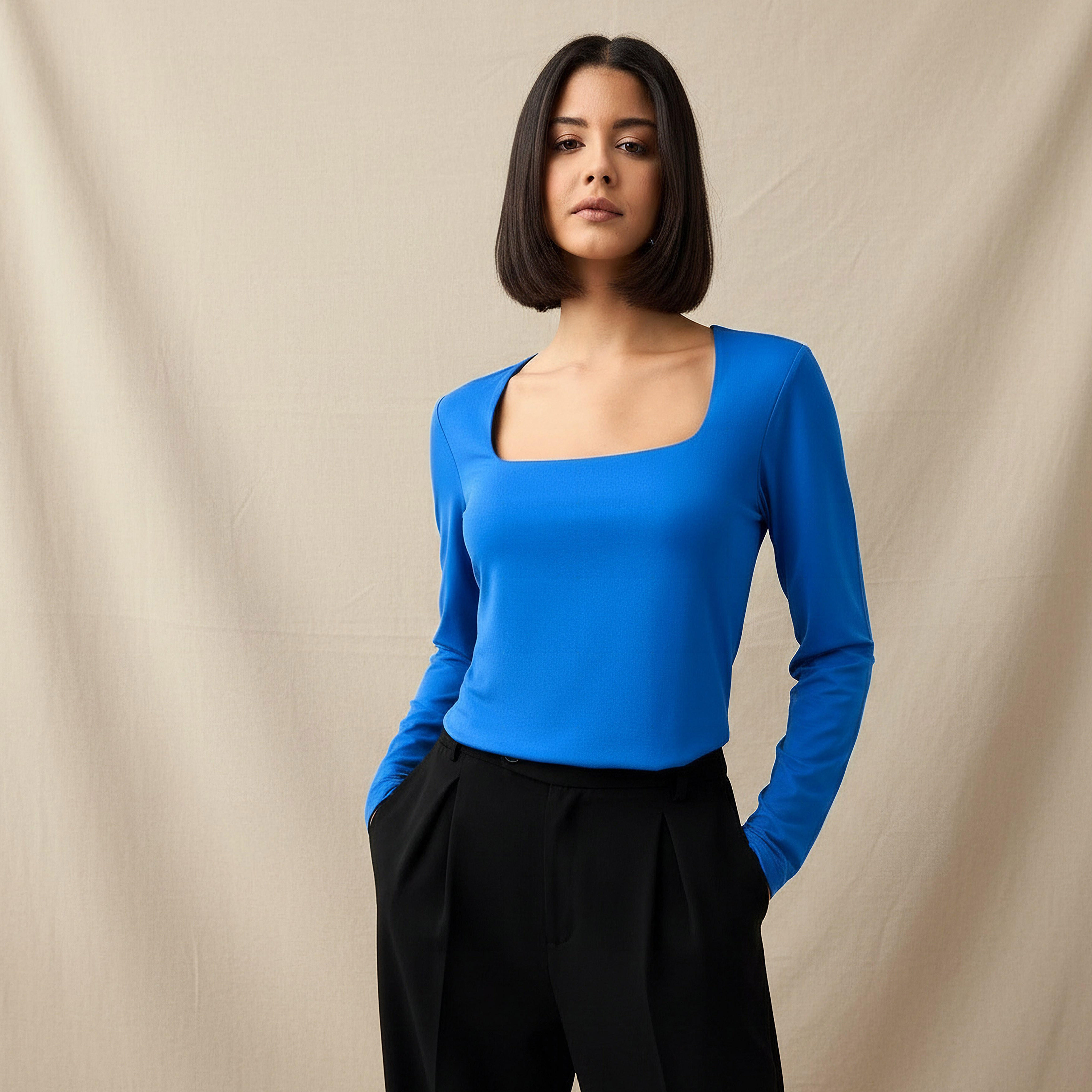 Regular Fit T-shirt with Square Neck-women-clothing-tshirts-image-1