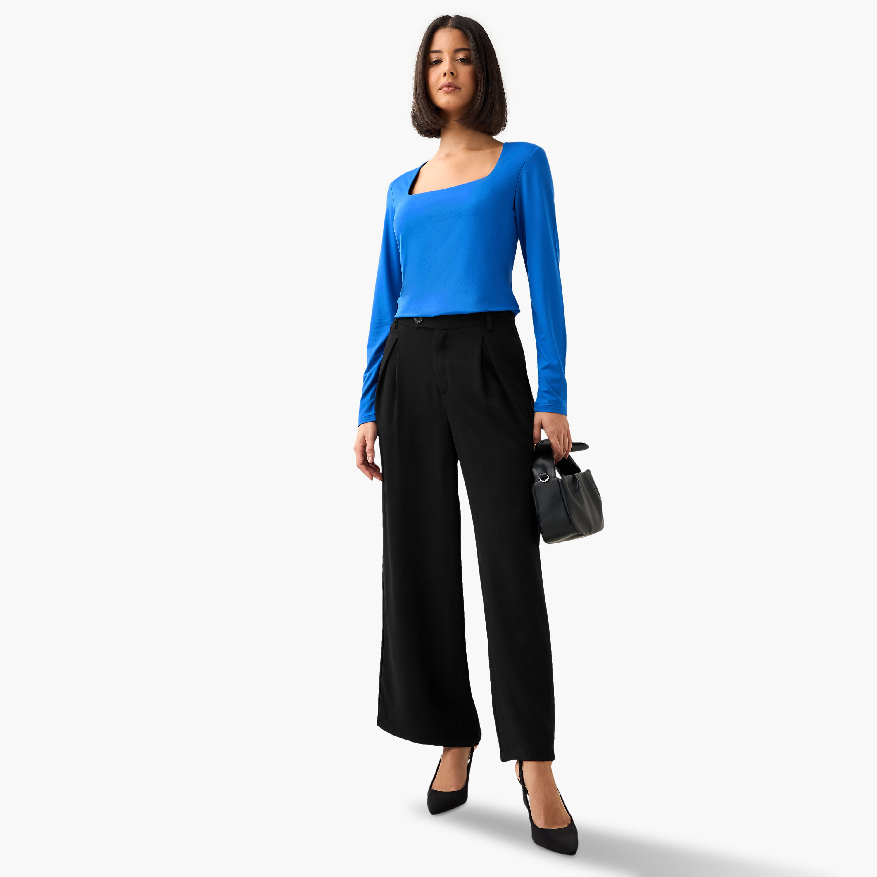 Regular Fit T-shirt with Square Neck-women-clothing-tshirts-image-2