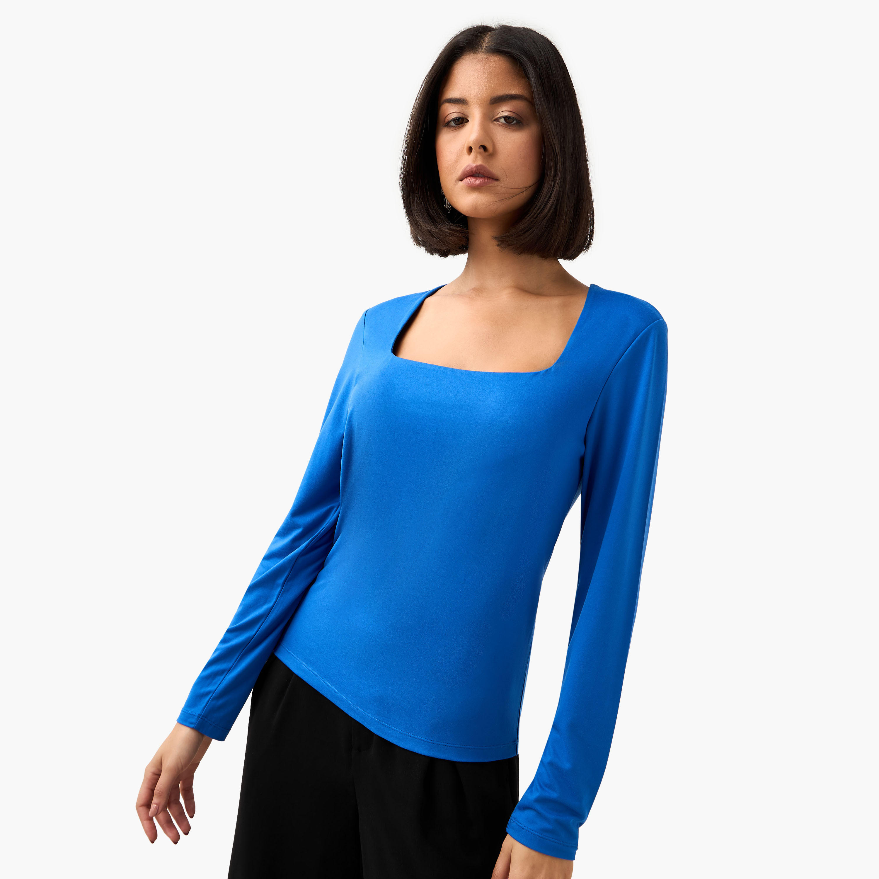 Regular Fit T-shirt with Square Neck-women-clothing-tshirts-image-6