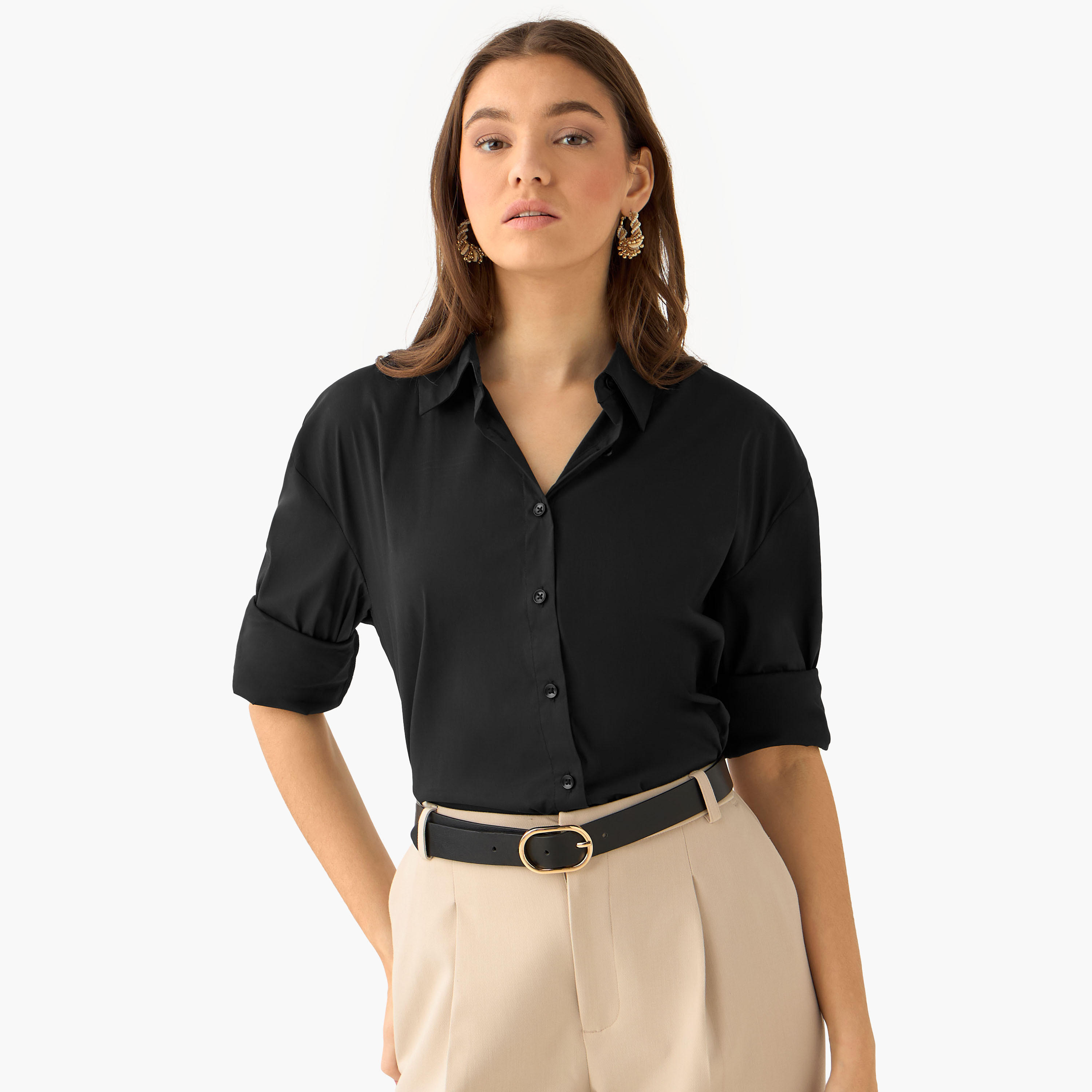 قميص بوبلين بطول غير متساوي-women-clothing-shirtsandblouses-shirts-image-1