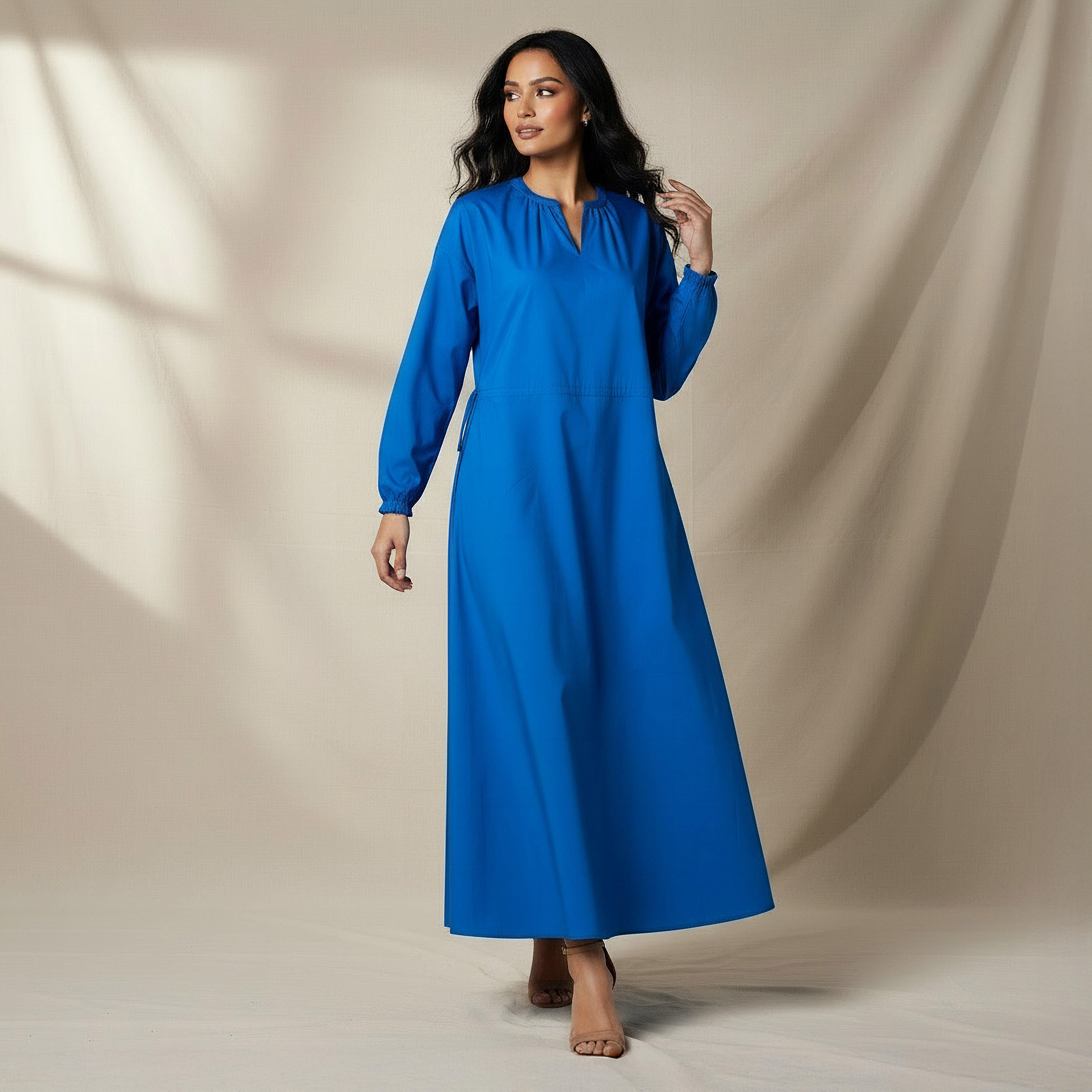 A-line Midi Cotton Dress with Pockets-women-clothing-dresses-image-2