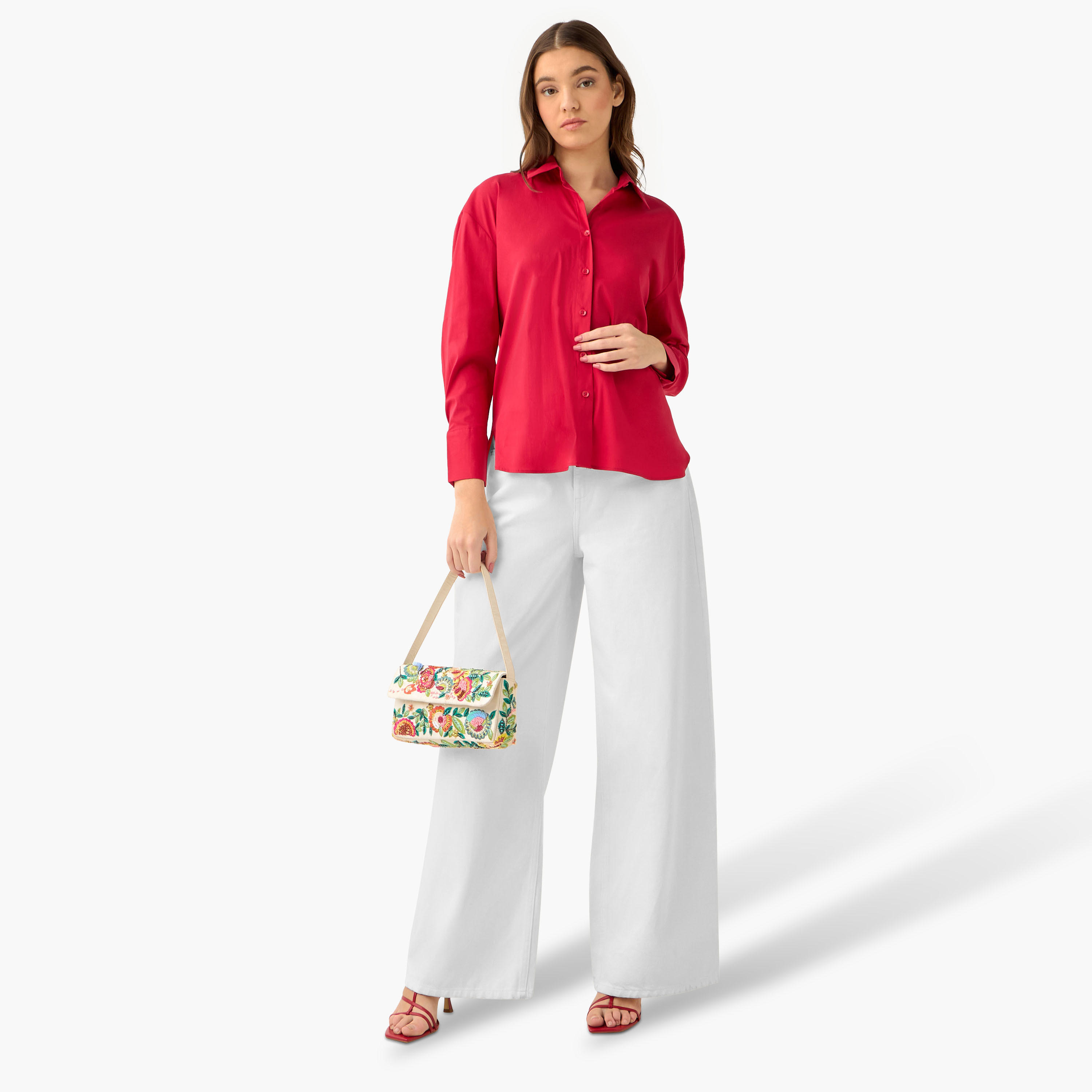 Poplin Shirt with High Low Hem-women-clothing-shirtsandblouses-shirts-image-3