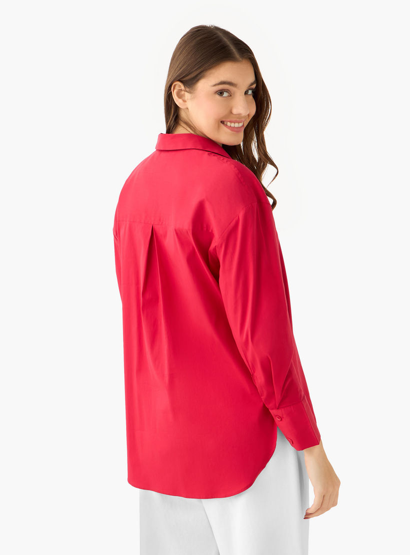 Poplin Shirt with High Low Hem-women-clothing-shirtsandblouses-shirts-image-4