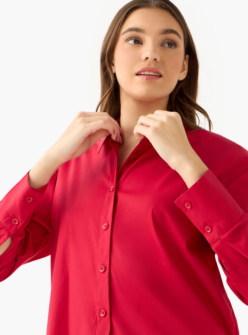 Poplin Shirt with High Low Hem-women-clothing-shirtsandblouses-shirts-image-5