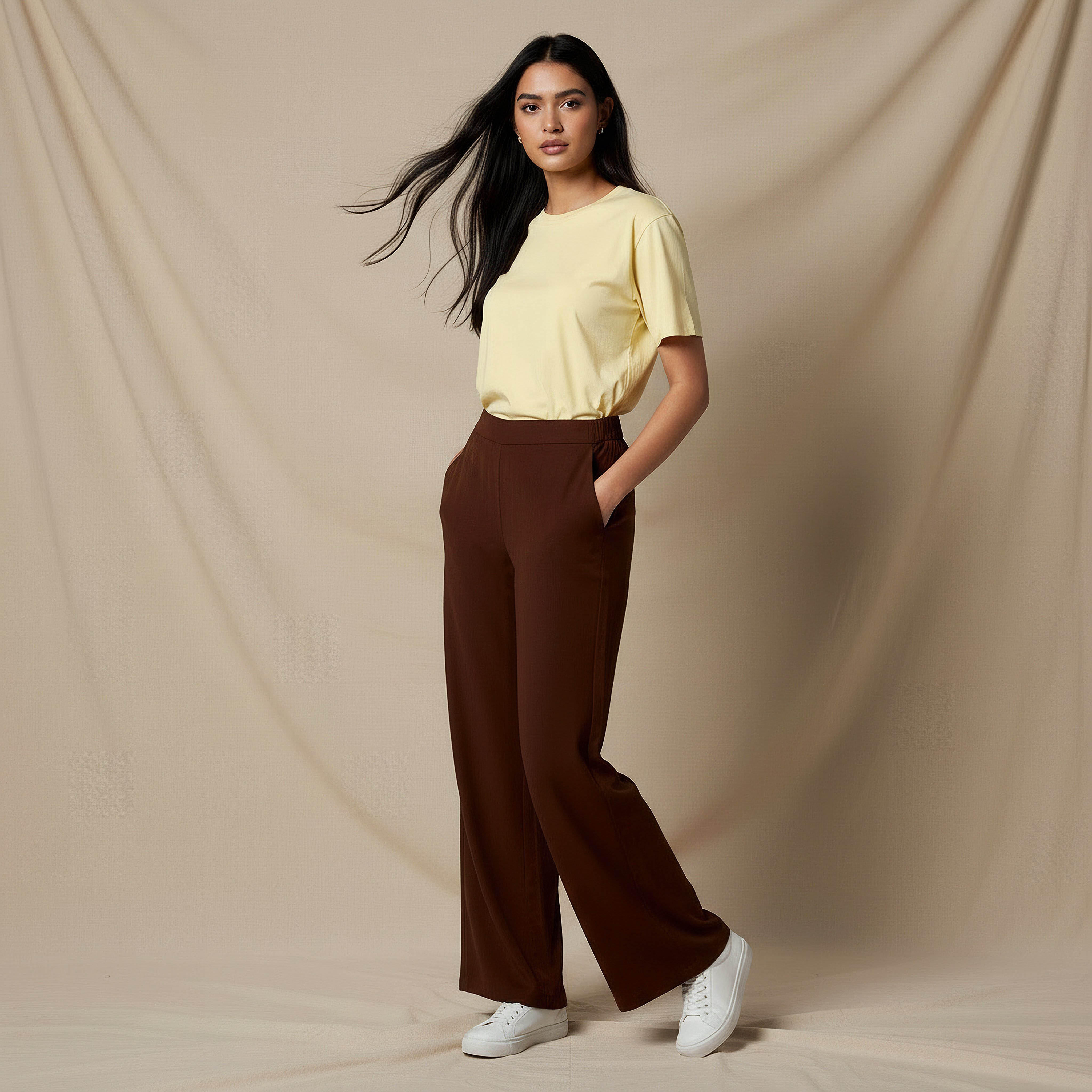Regular Fit Mid-Rise Wide Leg Pants-women-clothing-coordsets-image-2