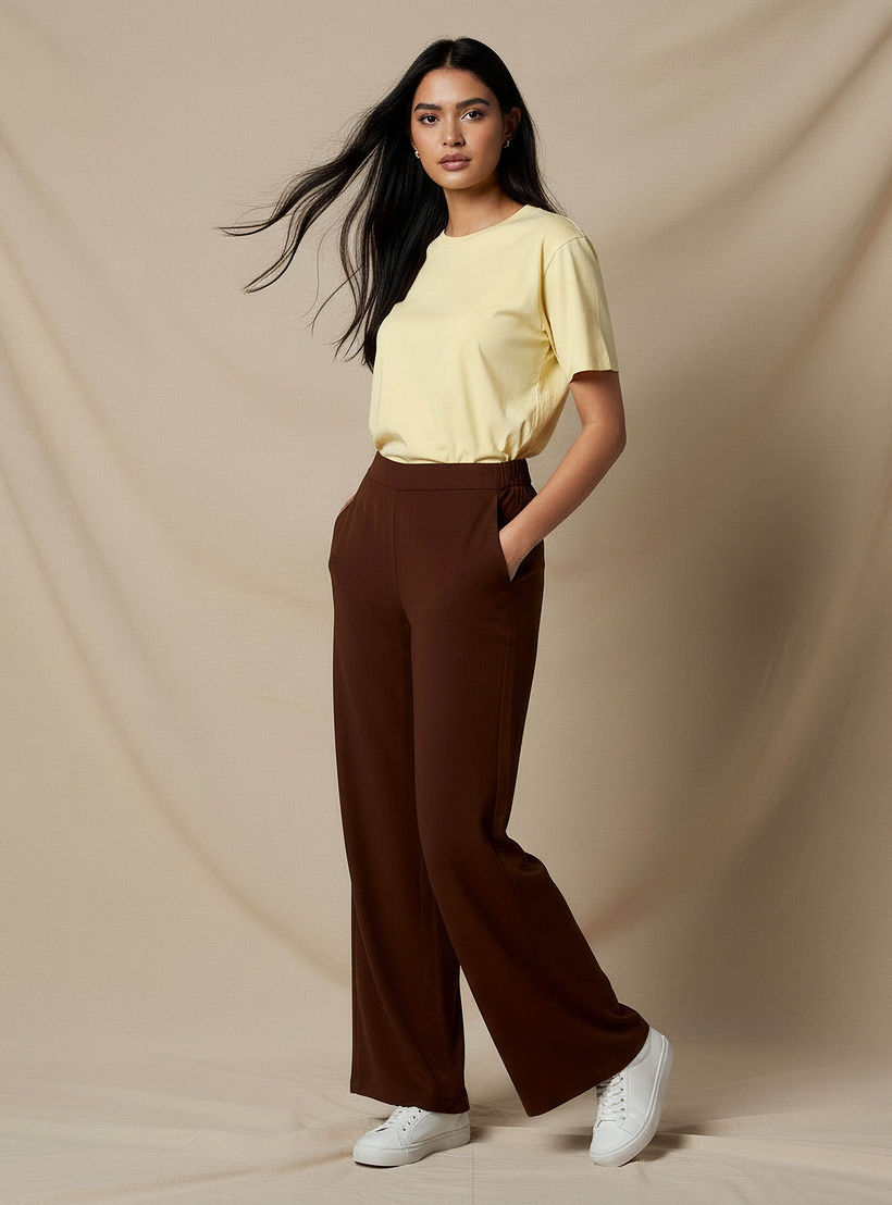 Regular Fit Mid-Rise Wide Leg Pants-women-clothing-coordsets-image-2